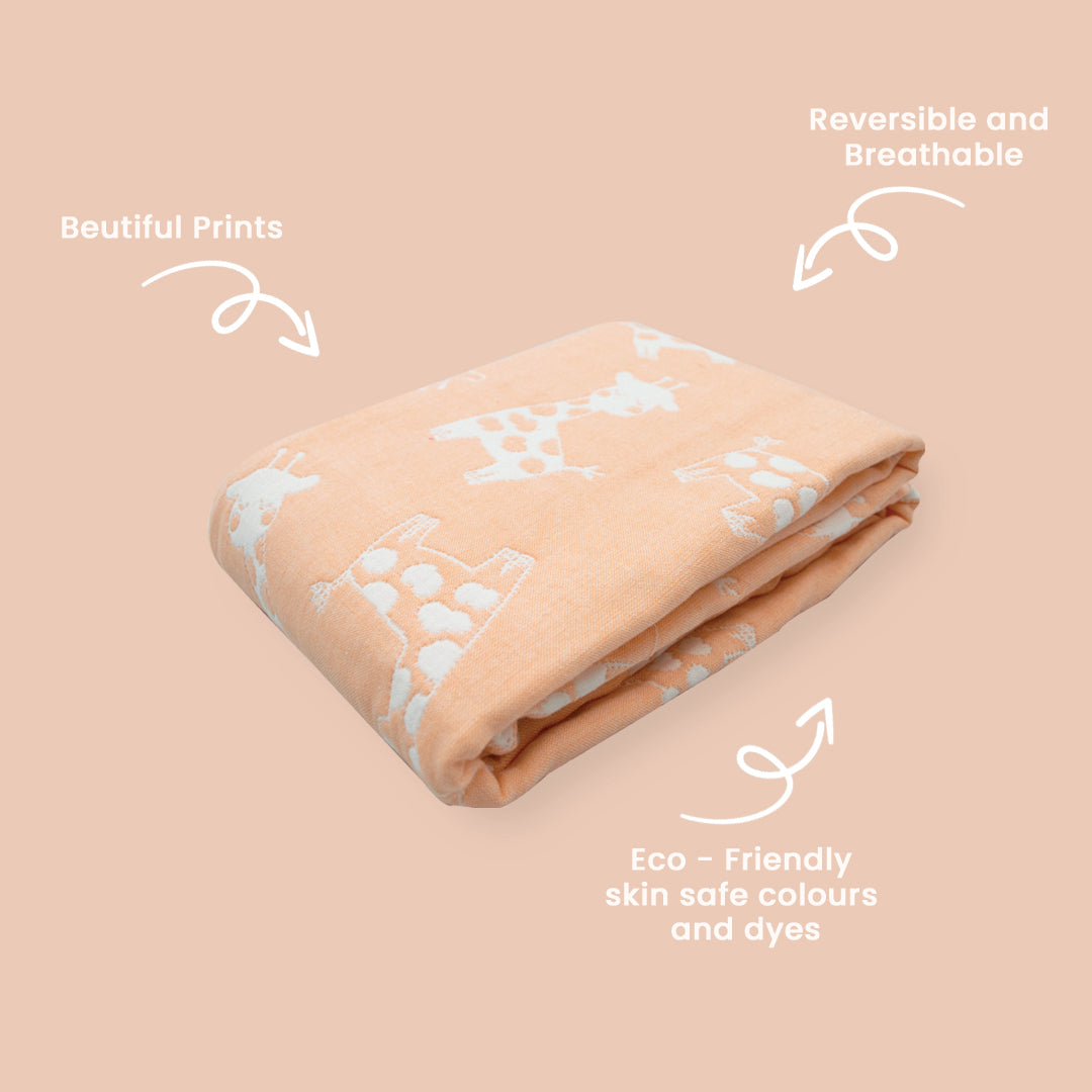 Yarn Dyed Blanket - Peach Giraffe