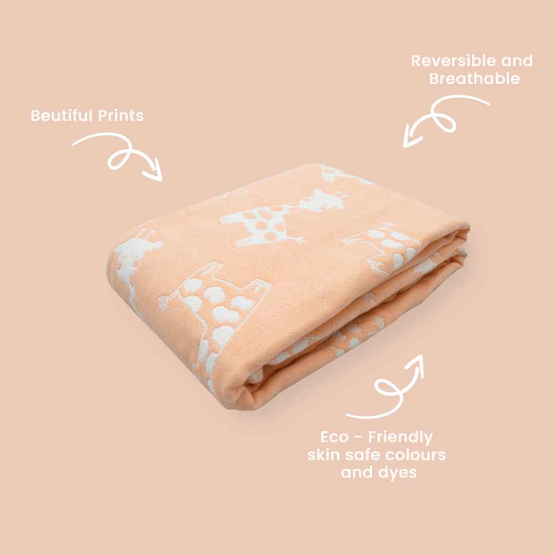 Yarn Dyed Blanket - Peach Giraffe