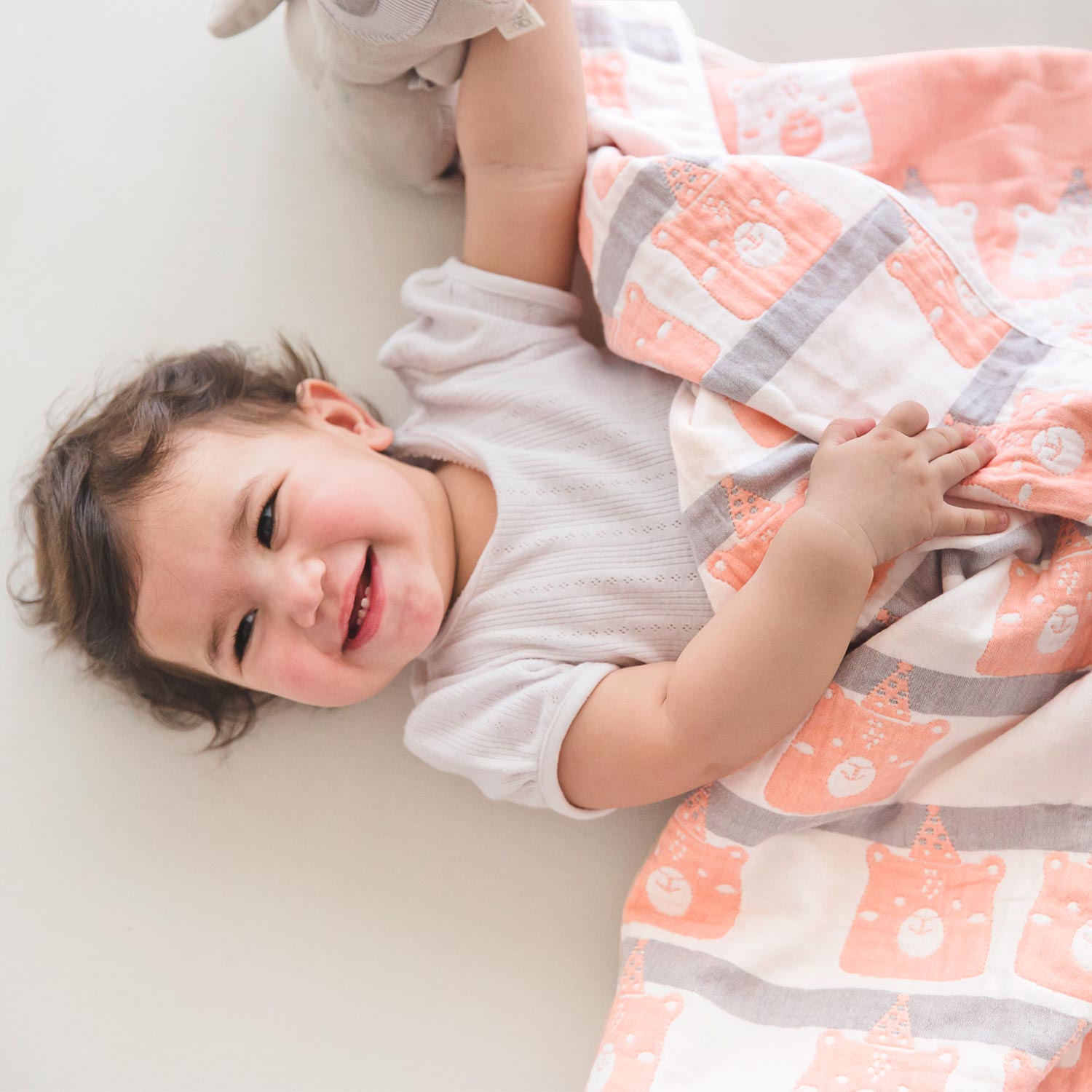 Tidy Sleep Organic Cotton Yarn Dyed Blanket - Party Animals - Cotton Pink