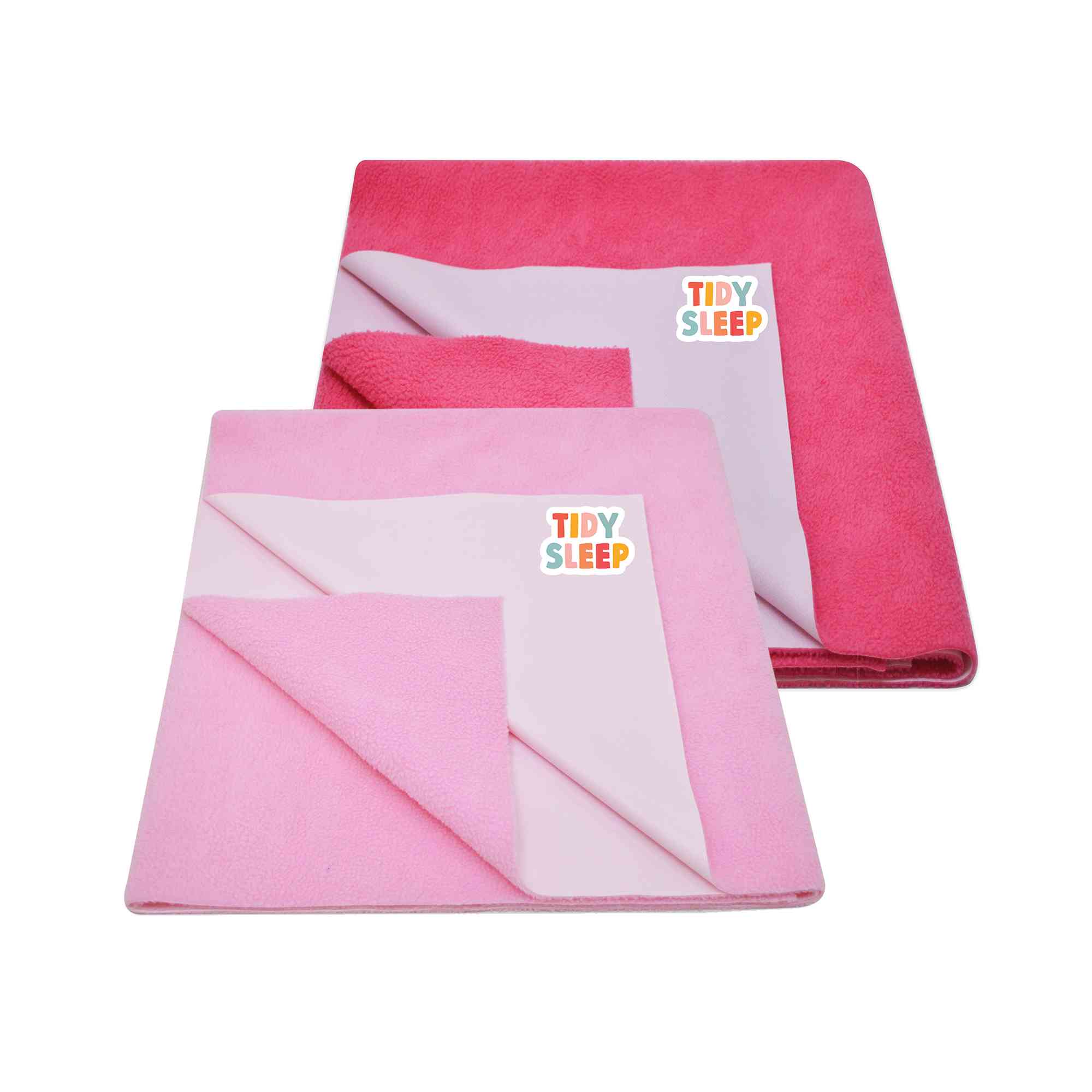 Tidy Sleep Waterproof Baby Bed Protector Dry Sheet For New Born Babies -Hot Pink & Baby Pink Pack Of 2