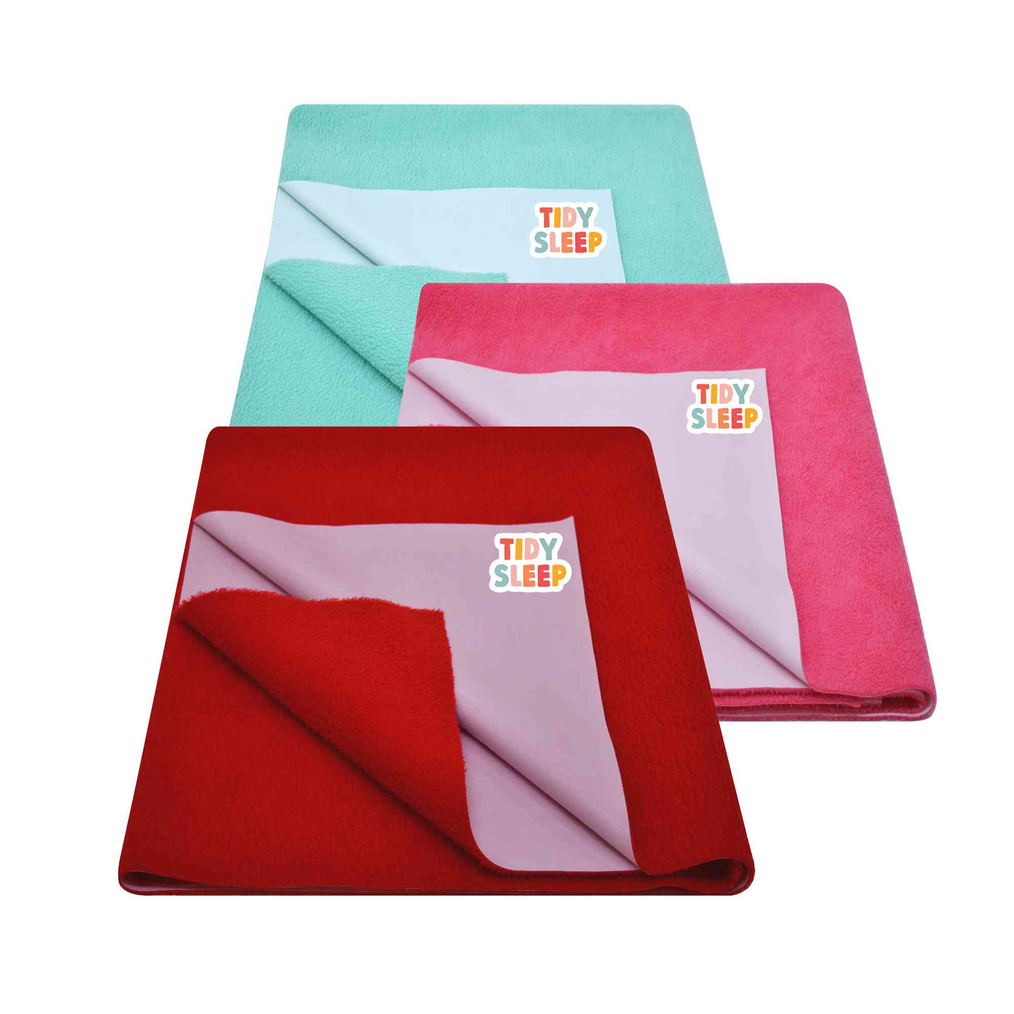 Tidy Sleep Waterproof Baby Bed Protector Dry Sheet For New Born Babies , Pack of 3, (Hot Pink , Red, Sea Green)