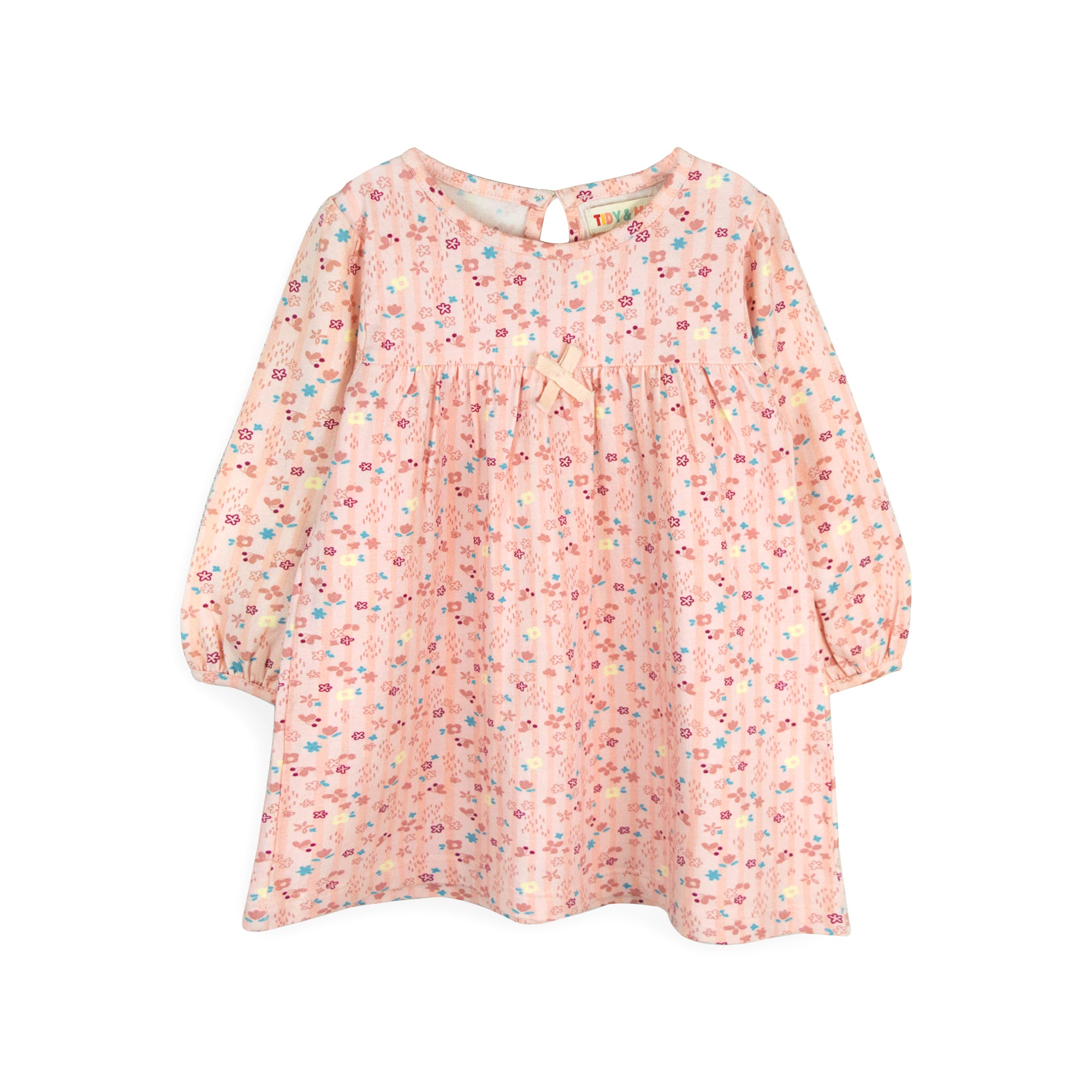 Tidy Sleep Pink blooming Flowers - Full Sleeves Cotton Frock