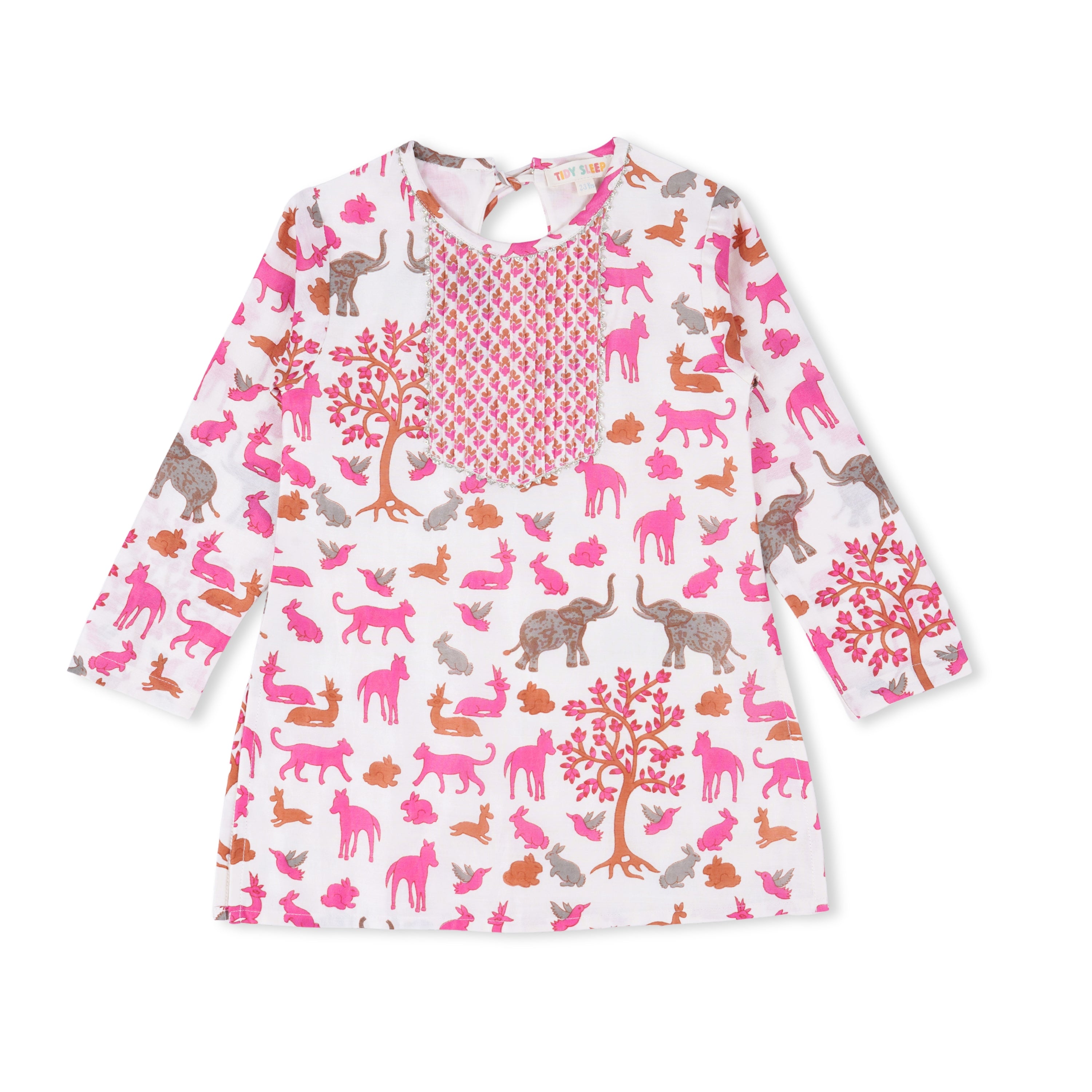 Animal Chanderi Pink Print | Kurta with Salwar Set| Festive Wear