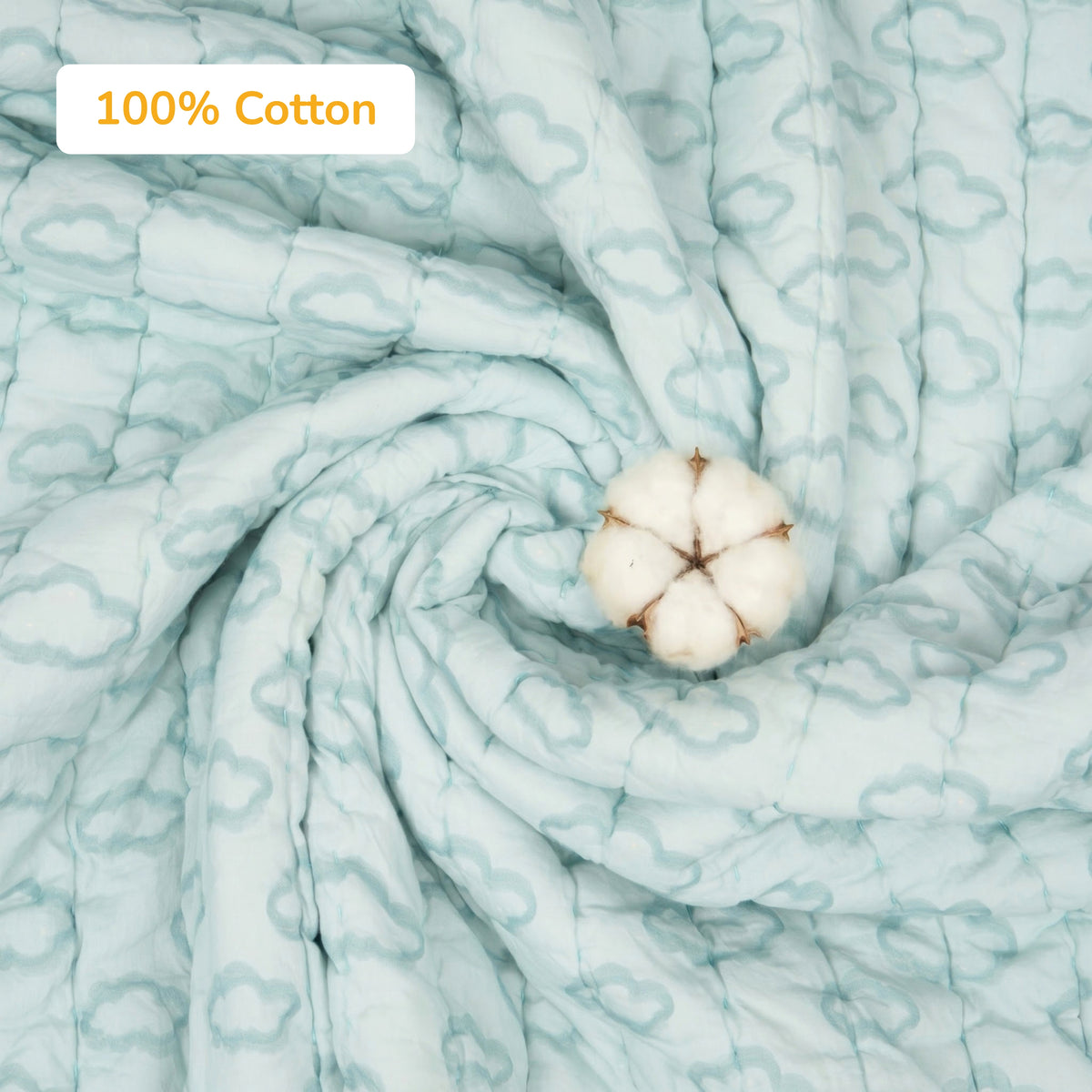 Mulmul Cotton Baby Blanket - Cloud