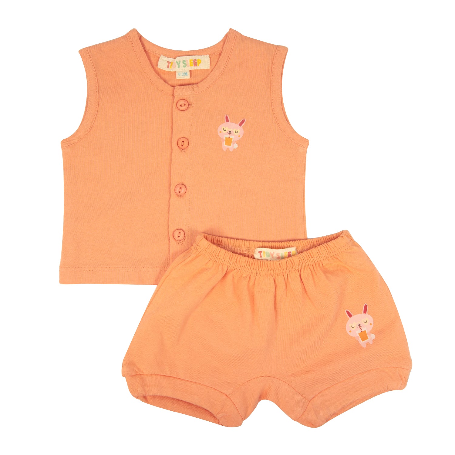 Baby Cotton Vest and Bloomer Set - Orange