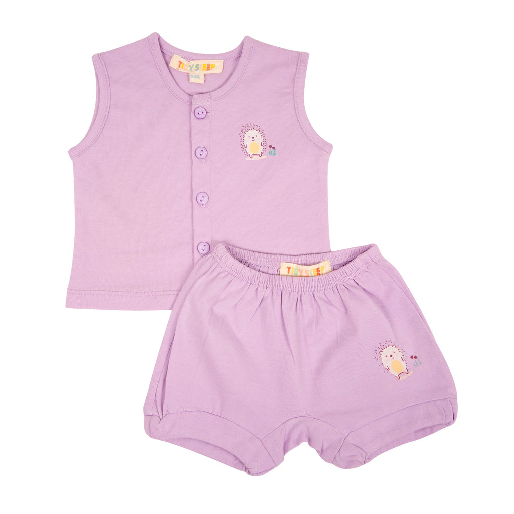 Baby Cotton Vest and Bloomer Set - Lavender