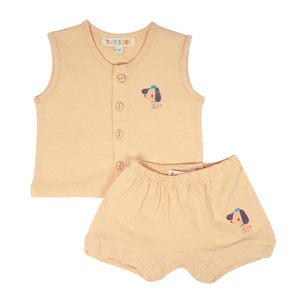 Baby Cotton Vest and Bloomer Set - Yellow