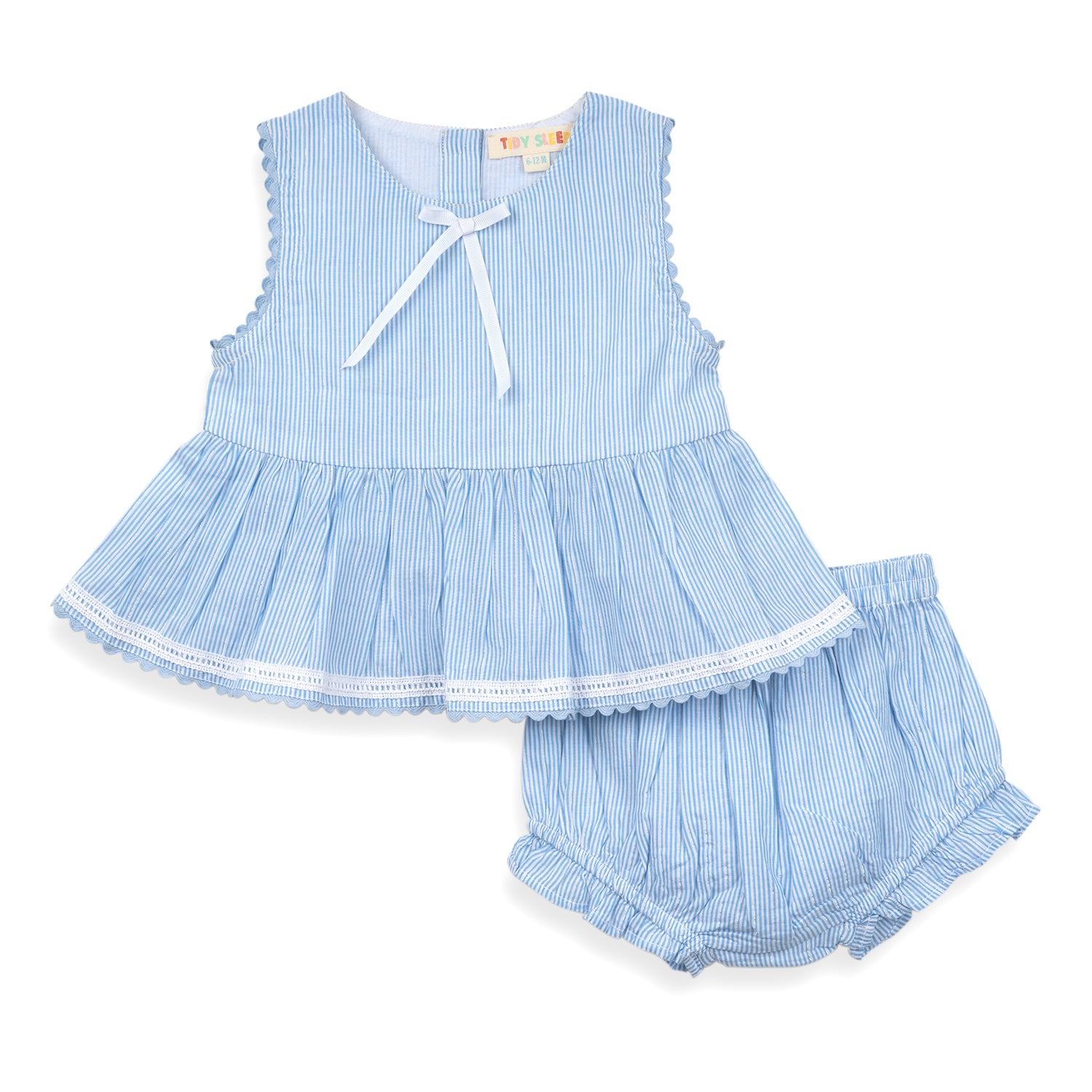Baby Frock Bloomer Set | Blue Stripes
