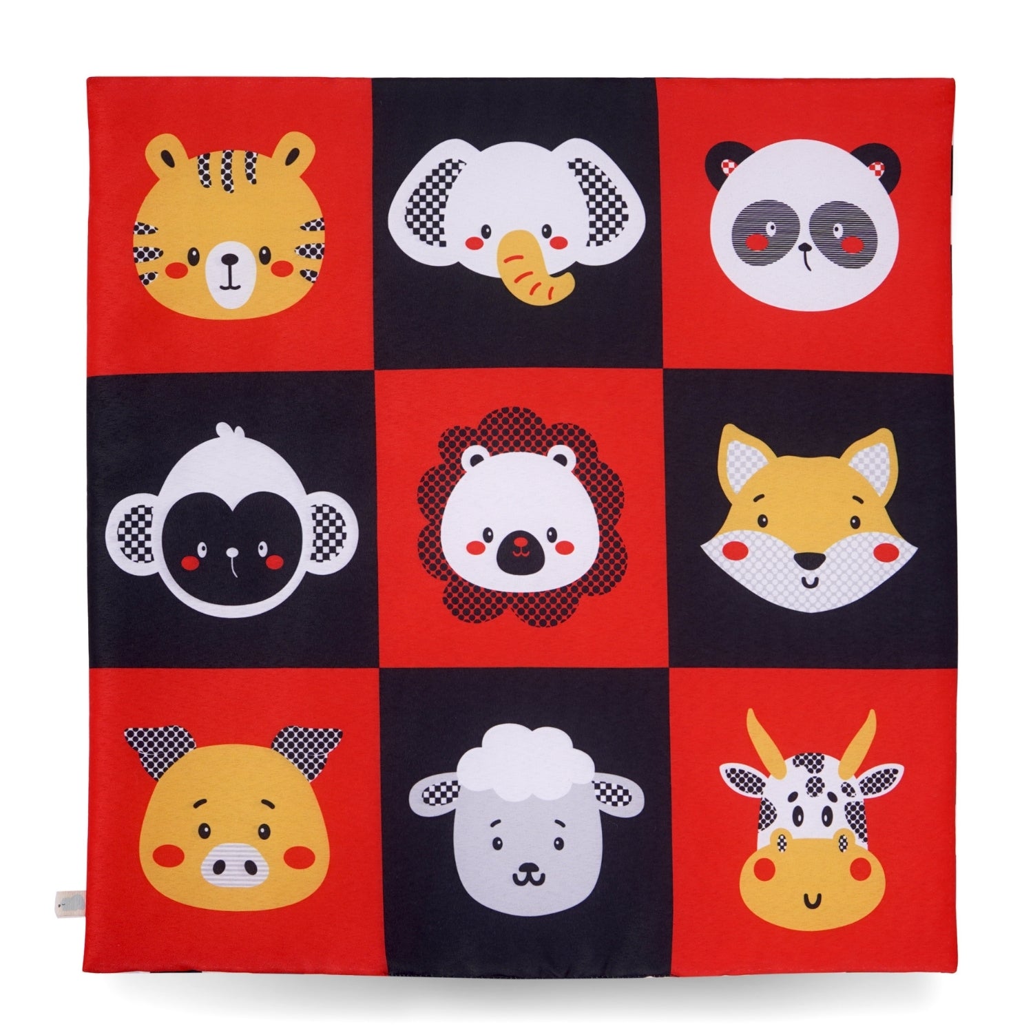 High Contrast Baby Cloth Mat / Play Mat - Red Zoo