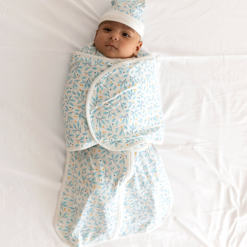 Butterfly Cotton Jersey Wrapper - Blue Leaf