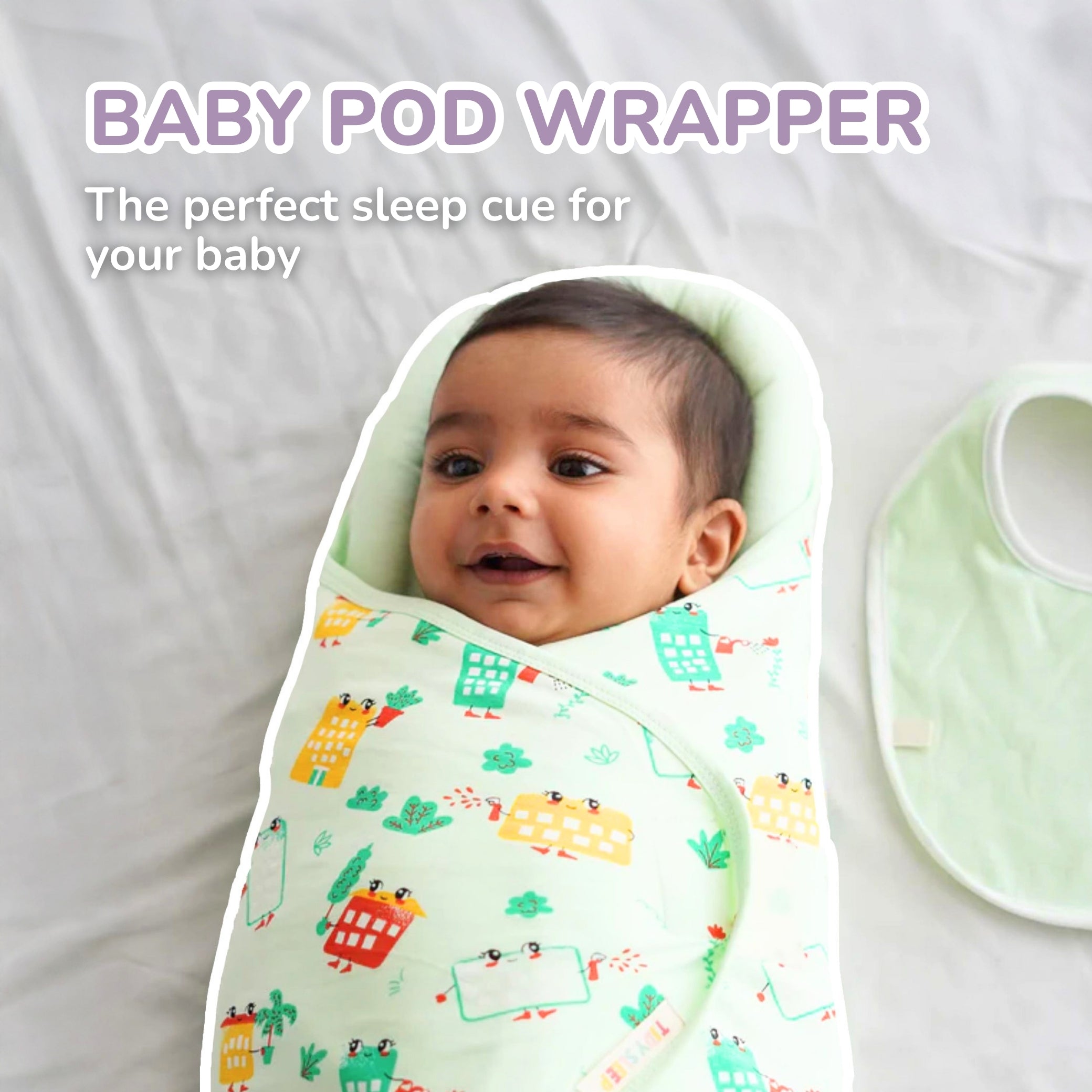 Baby Pod Wrapper - Green Wild City - Tidy Sleep