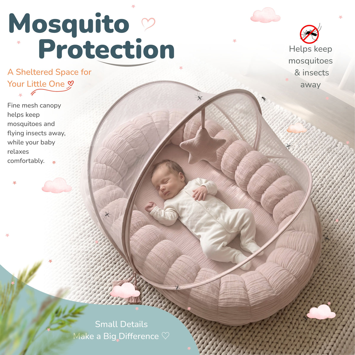 Baby Cloud Nest with Mosquito Net for Newborns - Sitara
