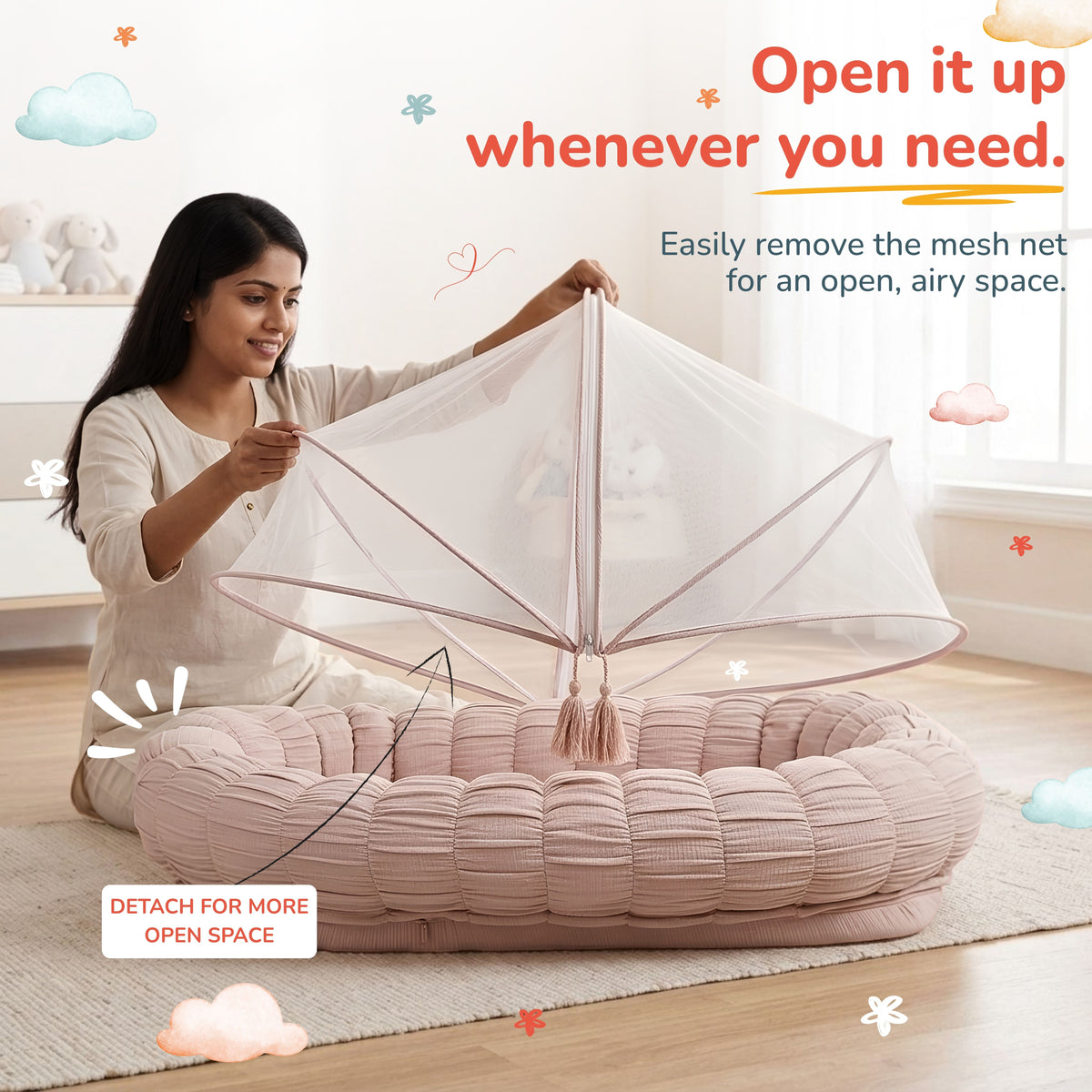 Baby Cloud Nest with Mosquito Net for Newborns - Sitara