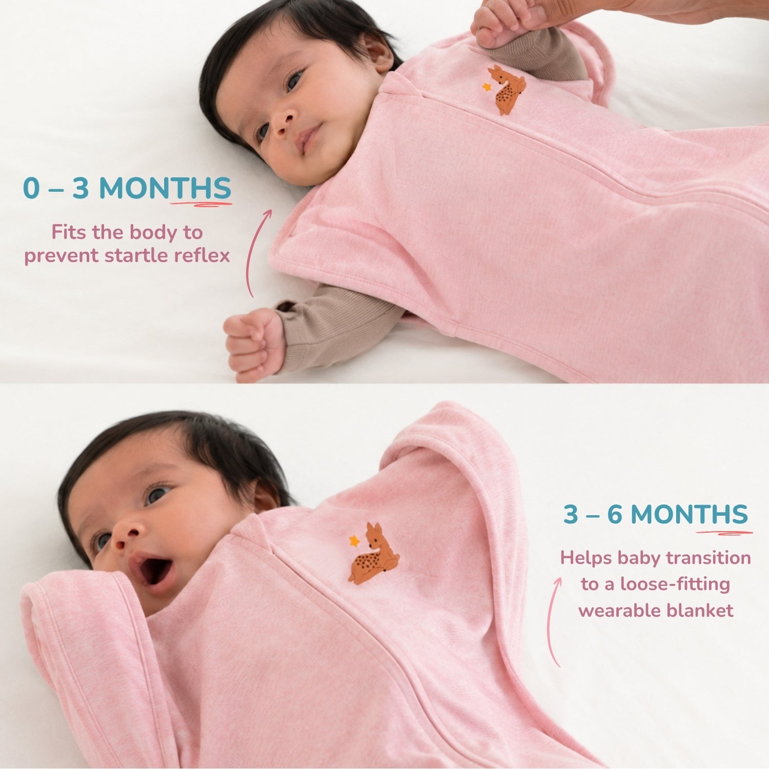 Arms-Up Cotton Jersey Swaddle - Pink