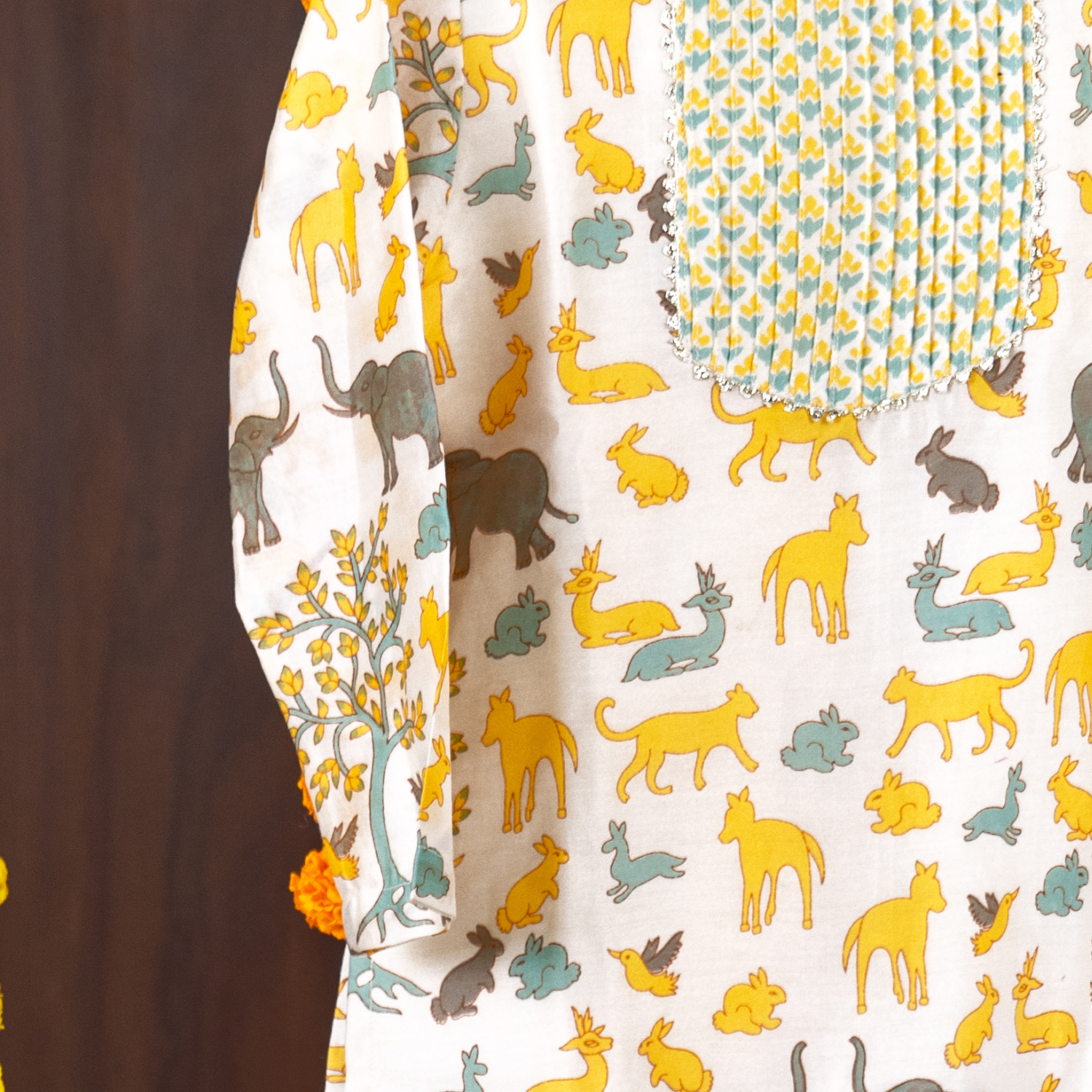 Animal Chanderi Print | Kurta with Salwar Set| Festive Wear