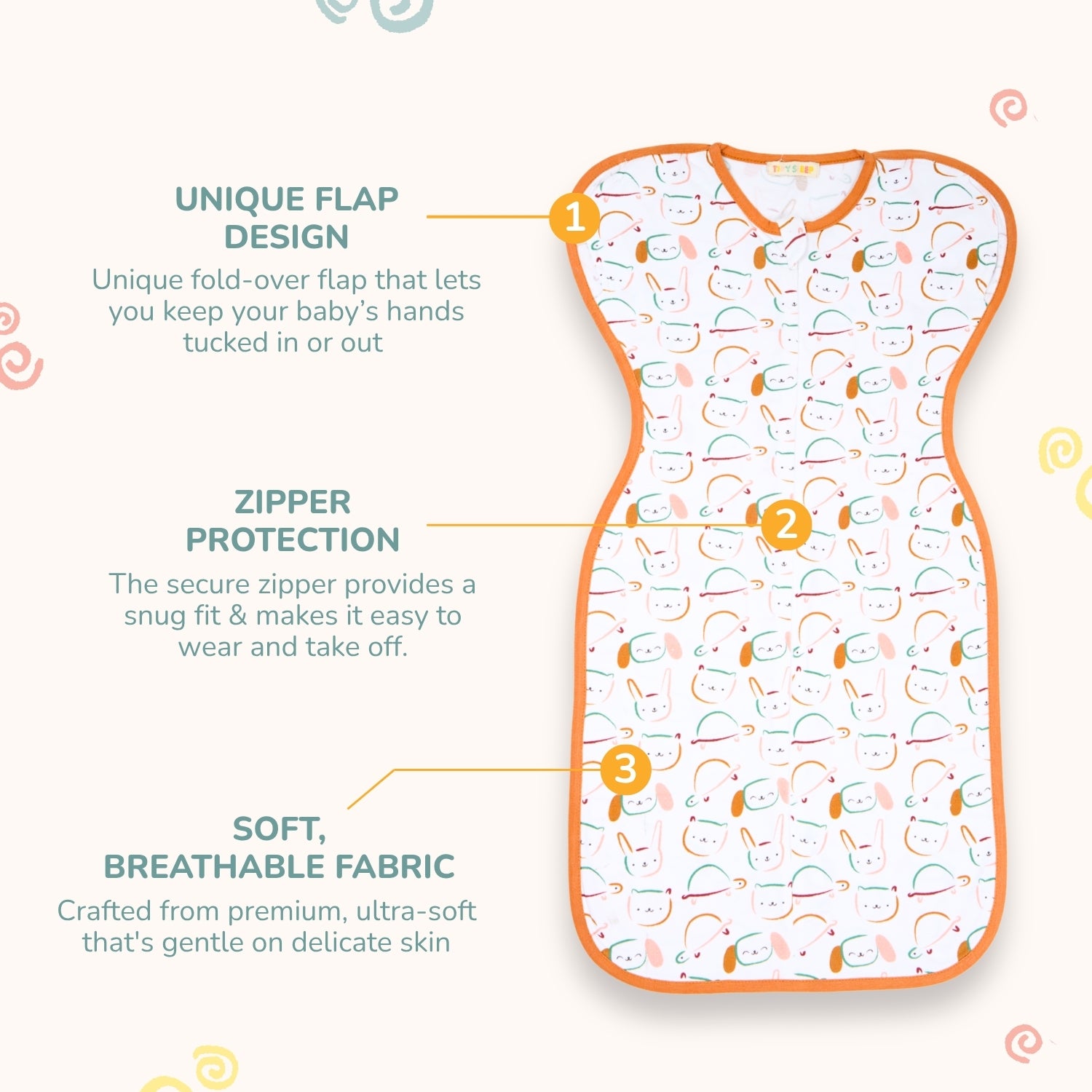 Hands-Up Cotton Jersey Wrapper - Pet Party - Tidy Sleep
