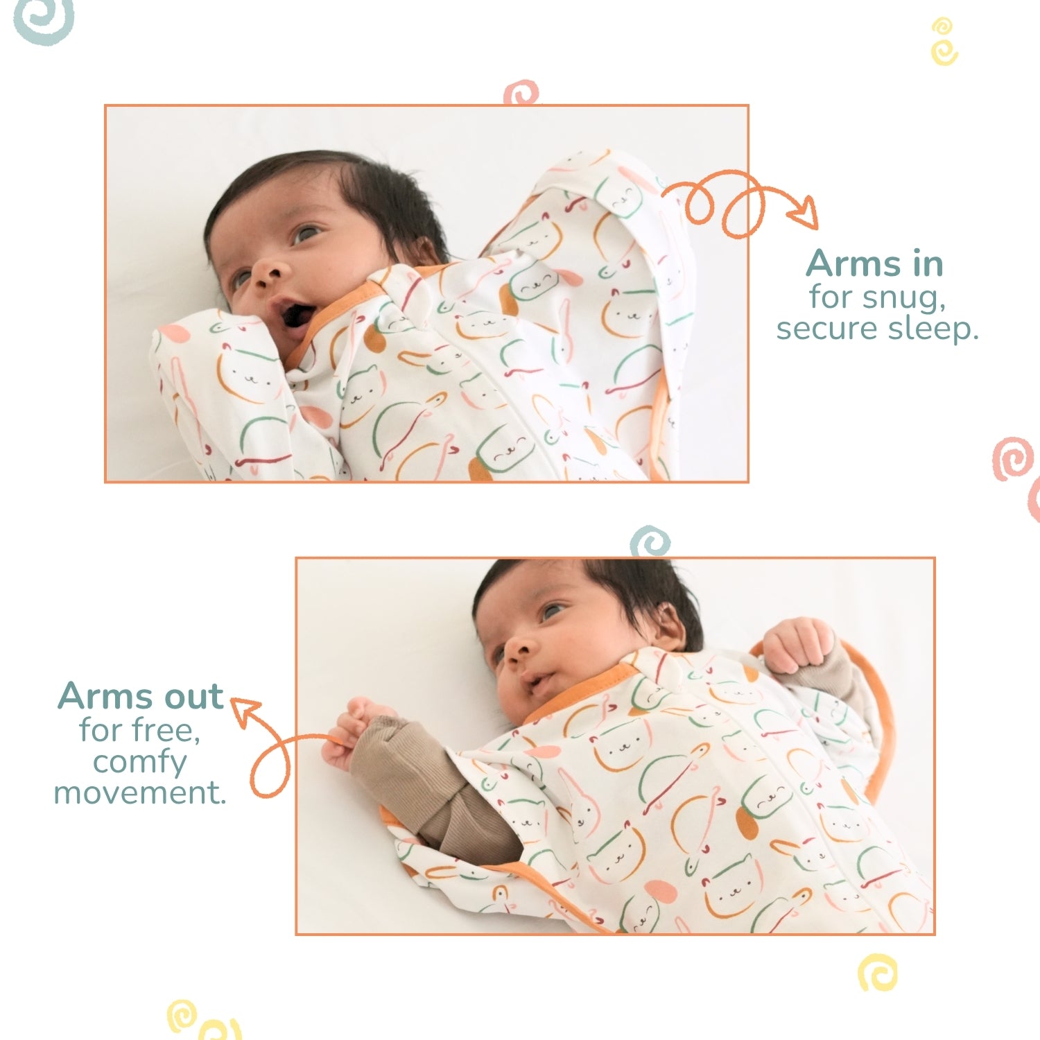 Hands-Up Cotton Jersey Wrapper - Pet Party - Tidy Sleep