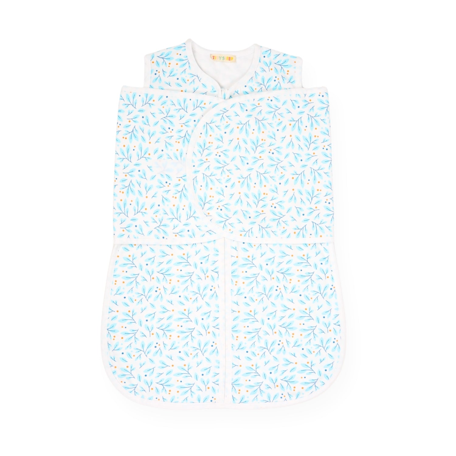 Butterfly Cotton Jersey Wrapper - Blue Leaf - Tidy Sleep