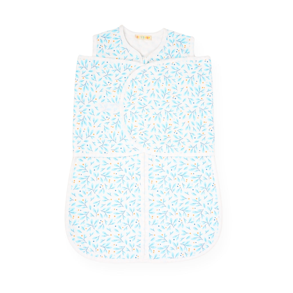 Butterfly Cotton Jersey Wrapper - Blue Leaf