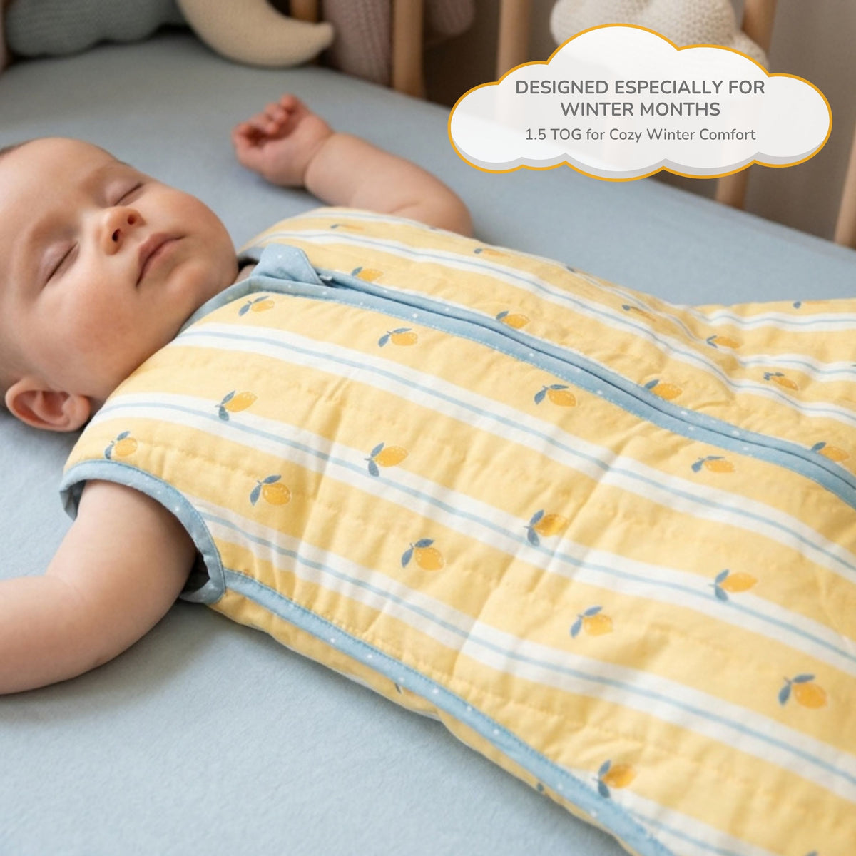 Cotton Sleep Sack with Zip - Lemon