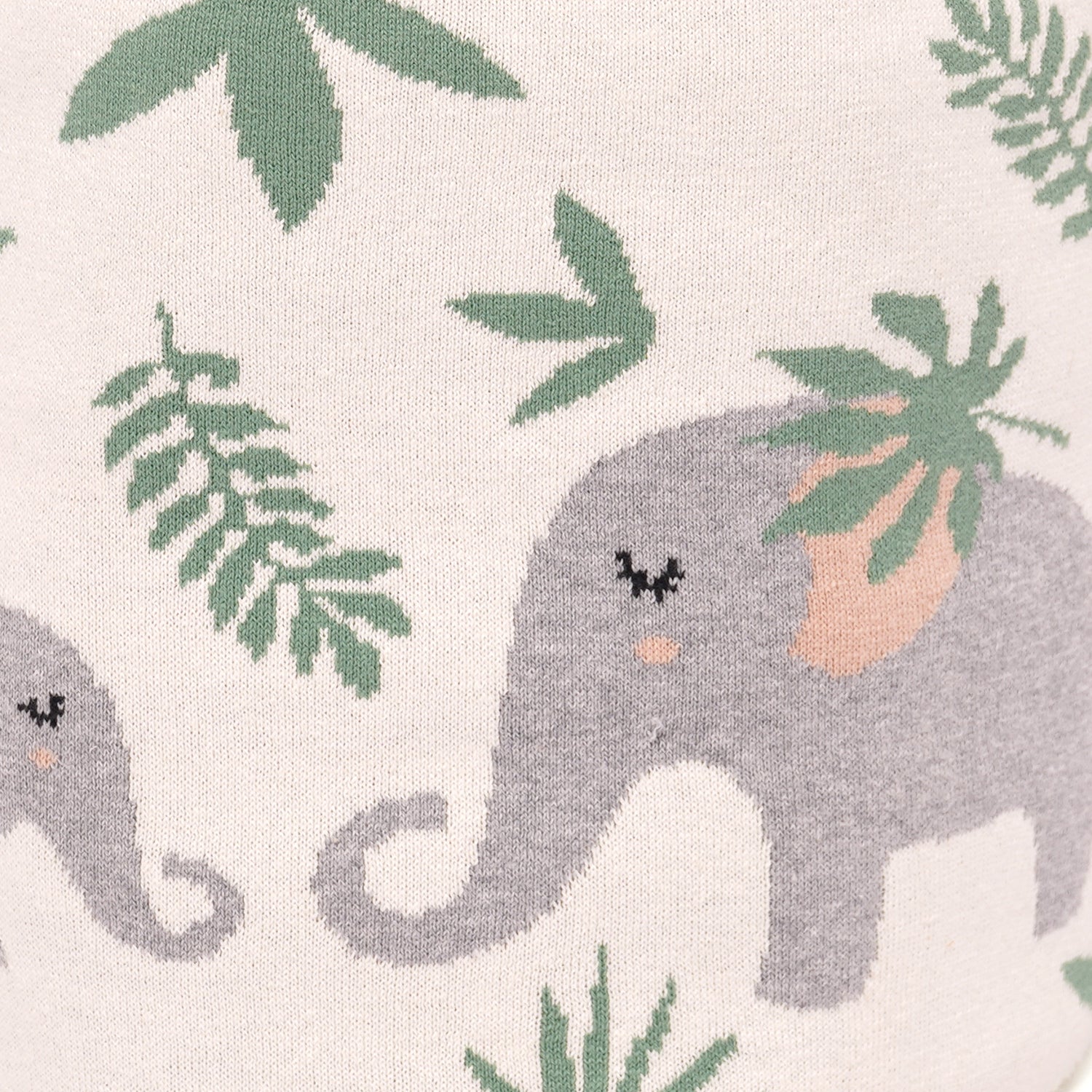 100% Cotton Knitted Elephant Print Storage Basket