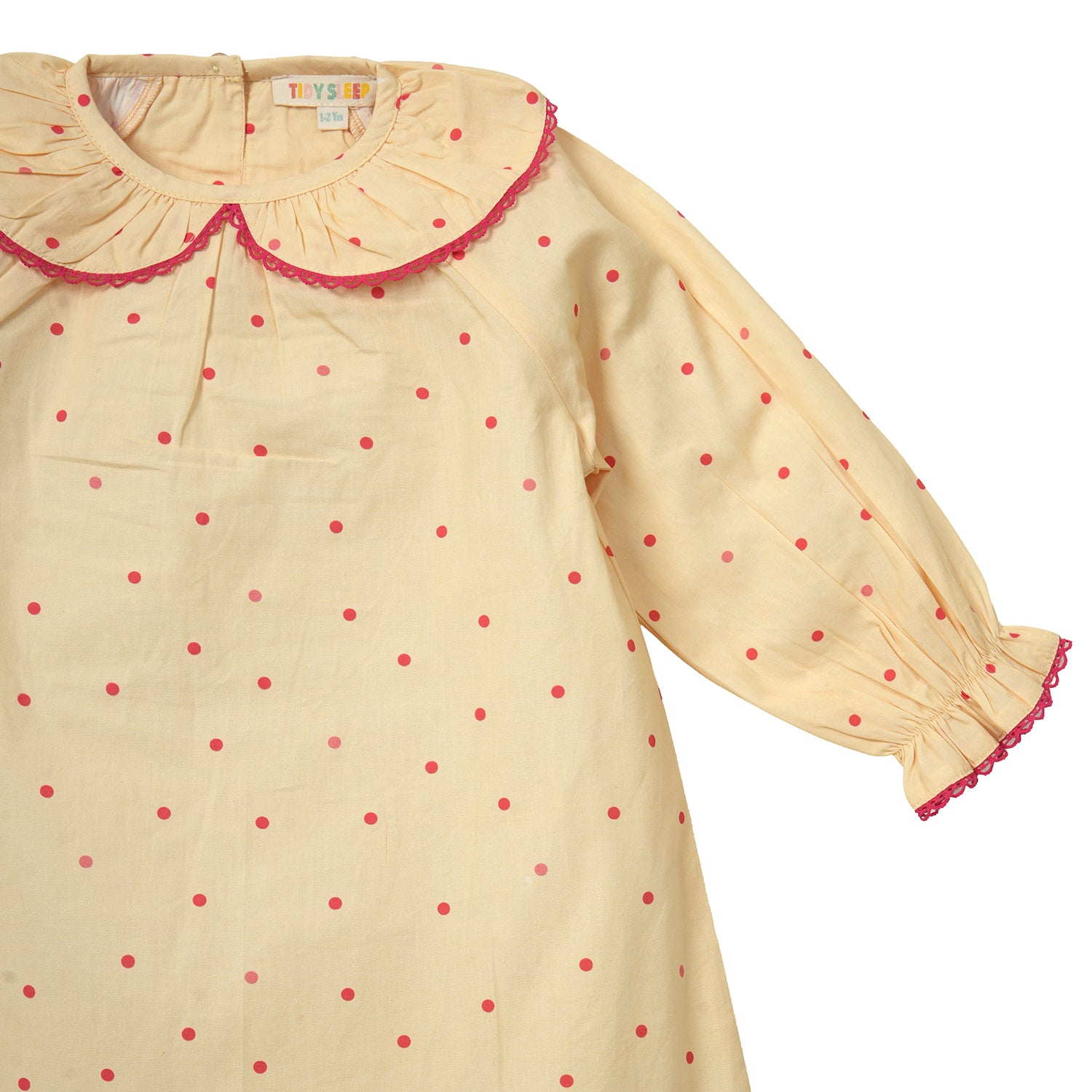 Yellow Polka Dots Cotton Night Dress