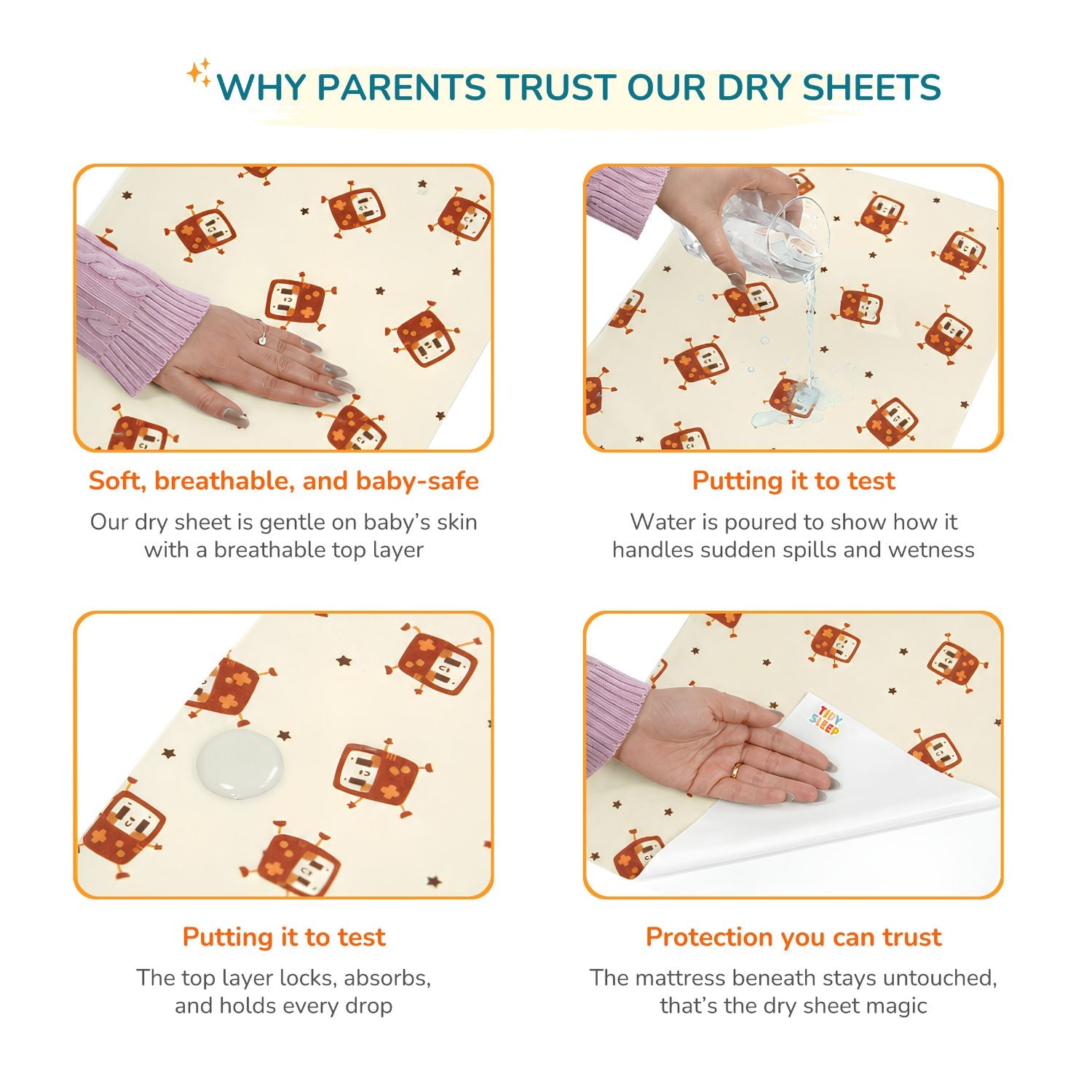 Printed Waterproof Dry Sheet (Pack of 2) - Smart Robot & Dino Adventure