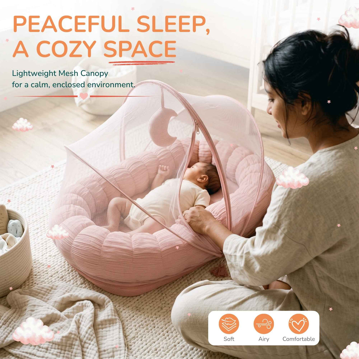 Baby Cloud Nest with Mosquito Net for Newborns - Chand