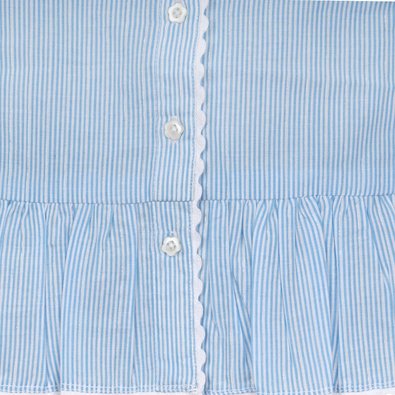 Floral Embroidered Button Down Top | Blue Stripes