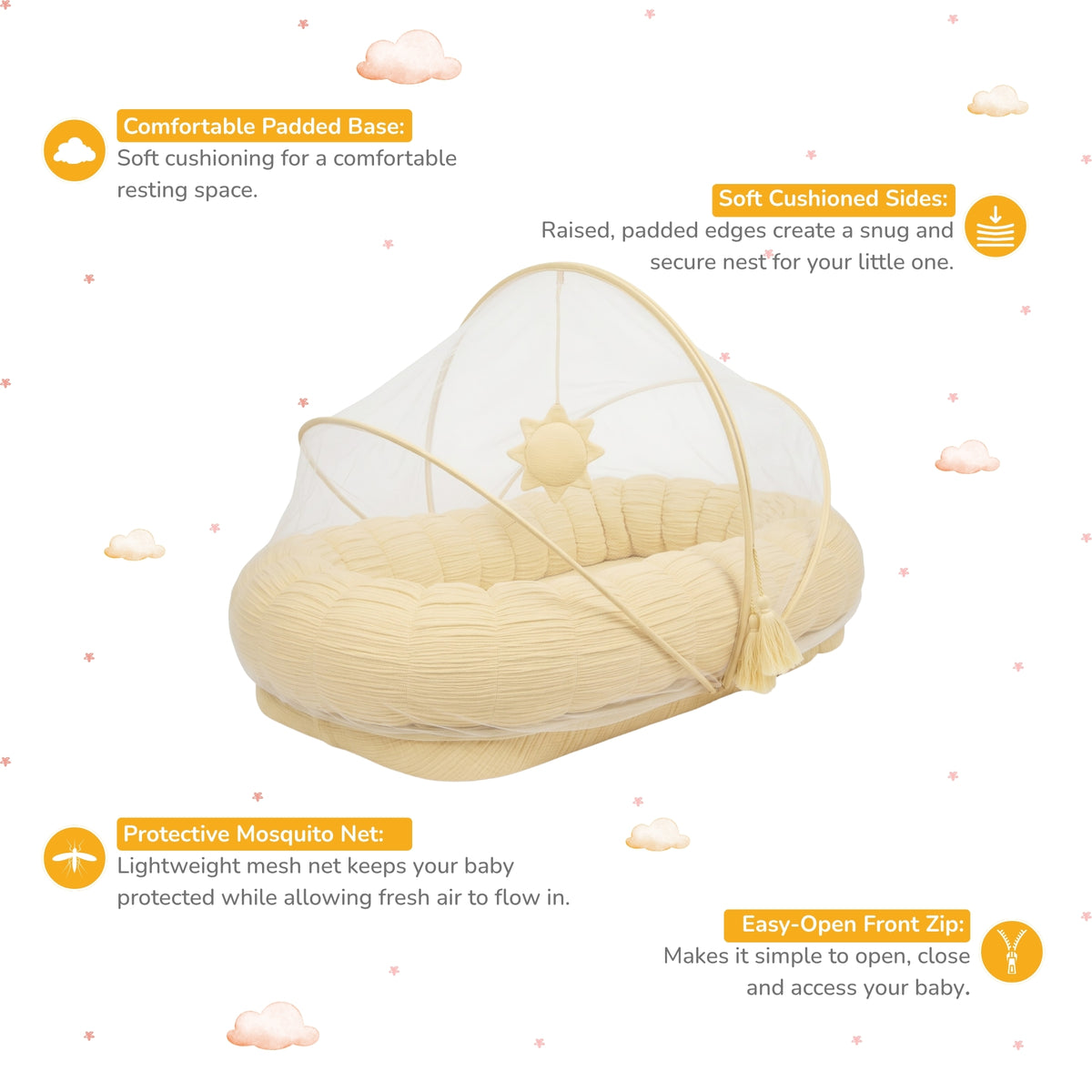Baby Cloud Nest with Mosquito Net for Newborns - Suraj