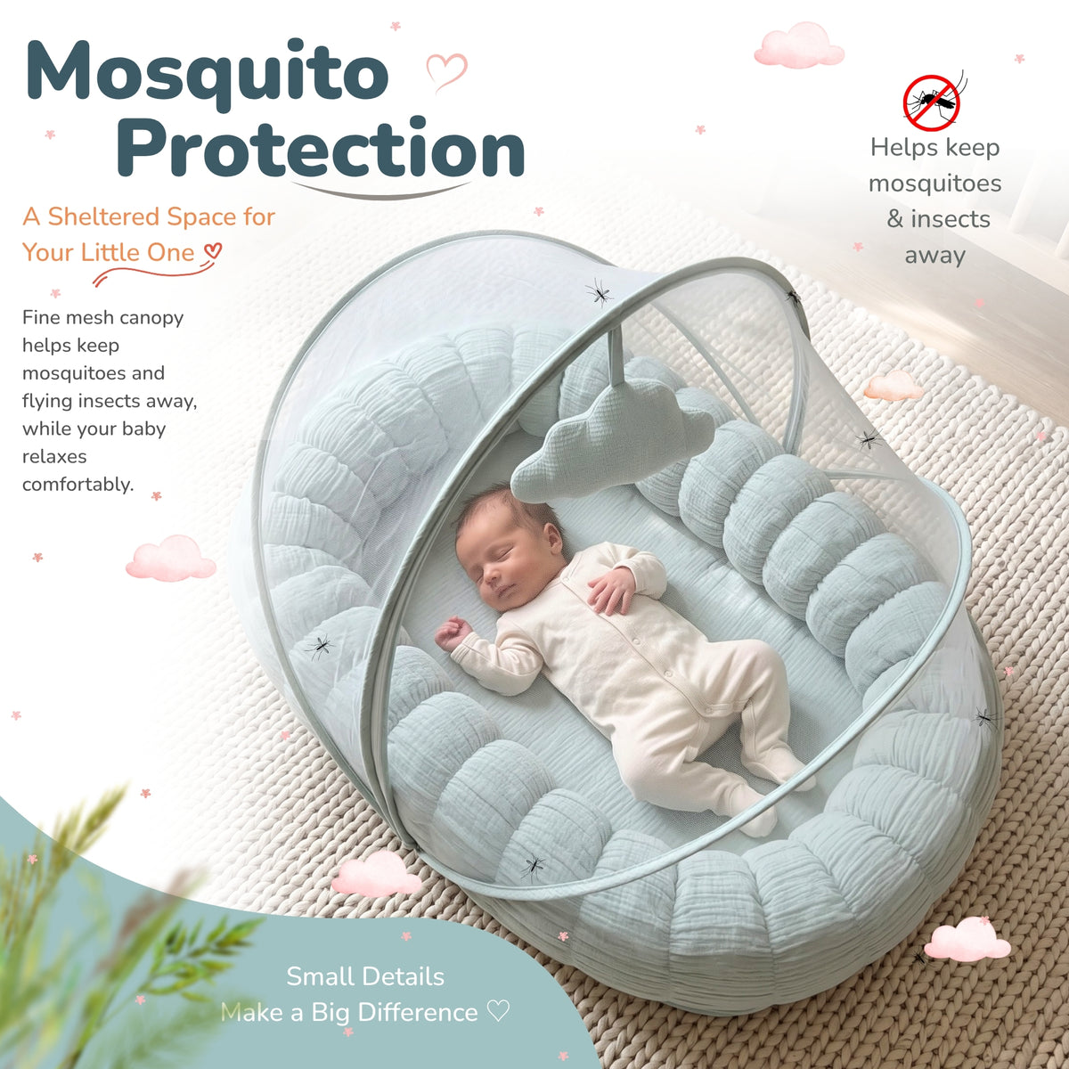 Baby Cloud Nest with Mosquito Net for Newborns - Badal