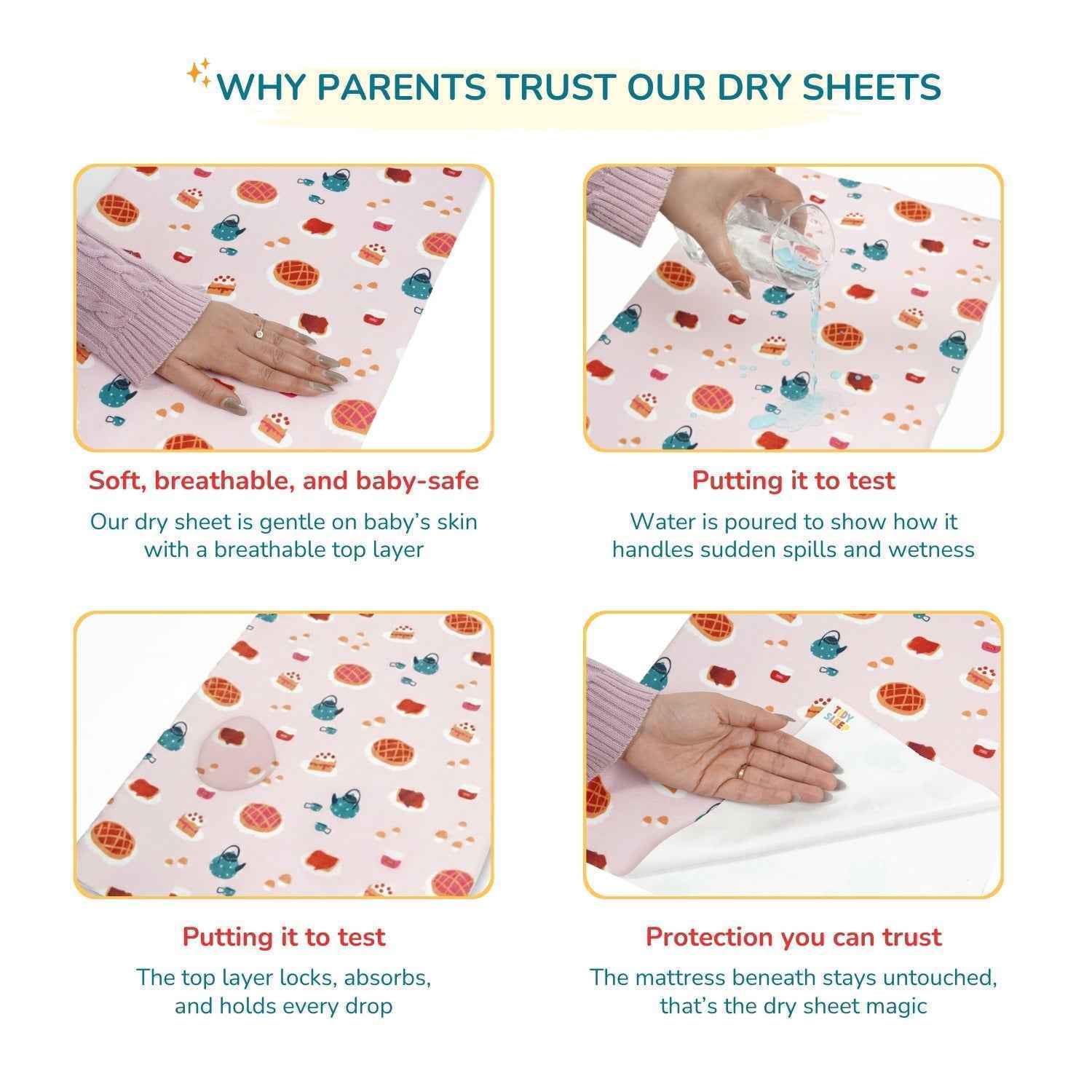 Printed Waterproof Dry Sheet (Pack of 2) - Sweet Treat & Smart Robot
