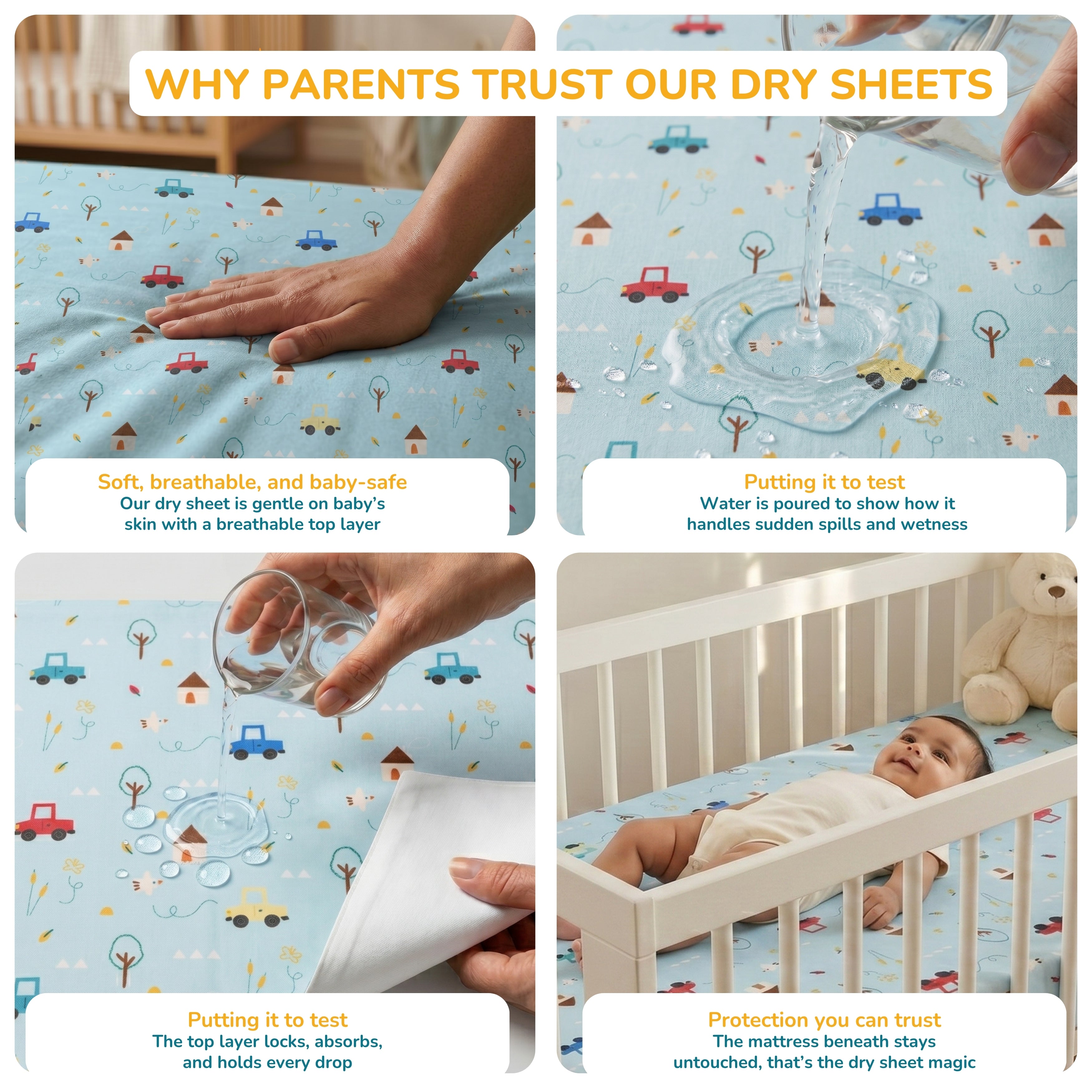 Printed Waterproof Dry Sheet - Little Road Trip
