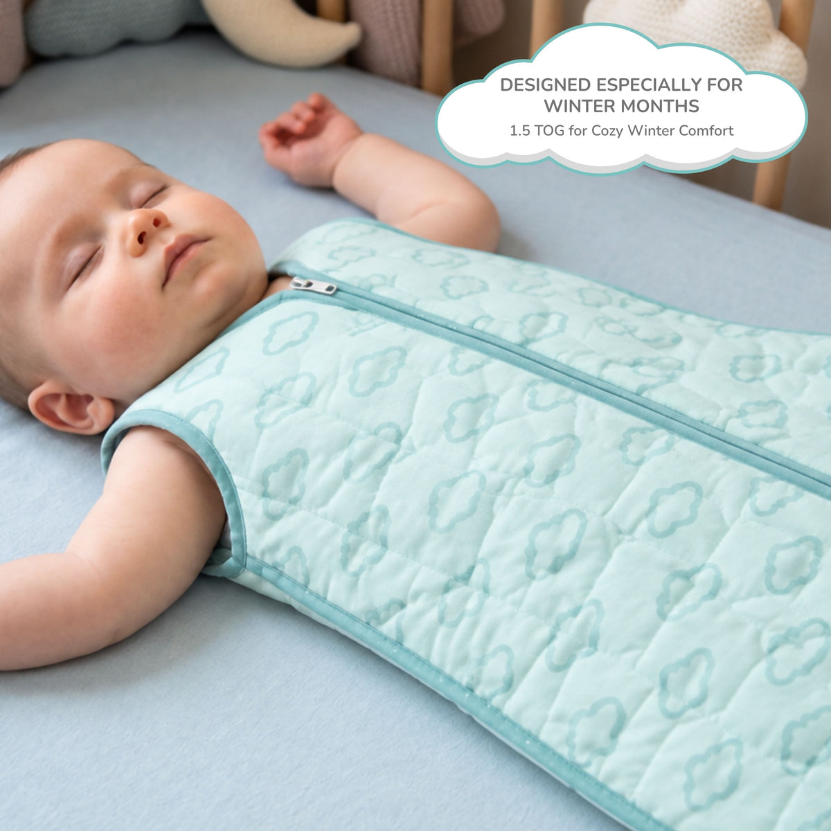 Cotton Sleep Sack with Zip - Cloud