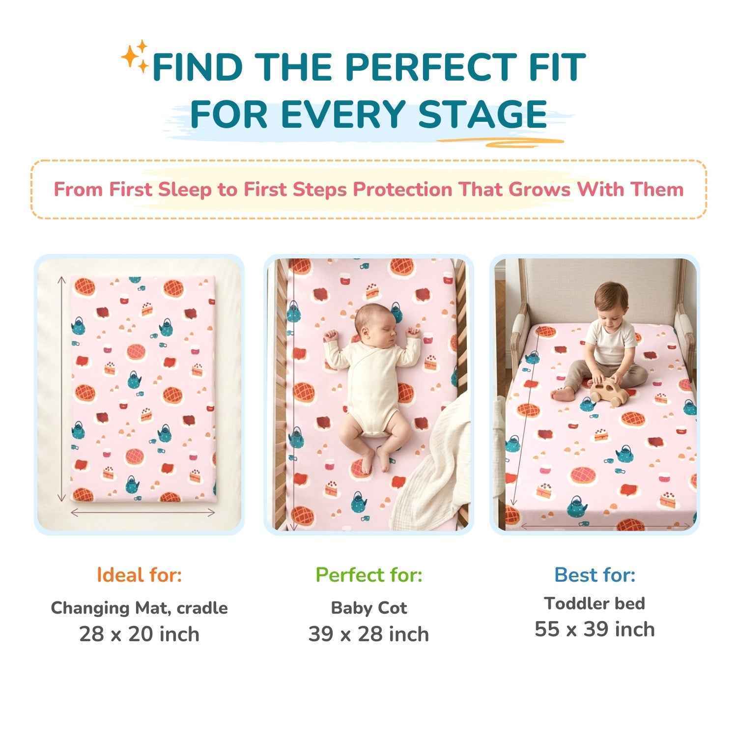 Printed Waterproof Dry Sheet (Pack of 2) - Sweet Treat & Smart Robot
