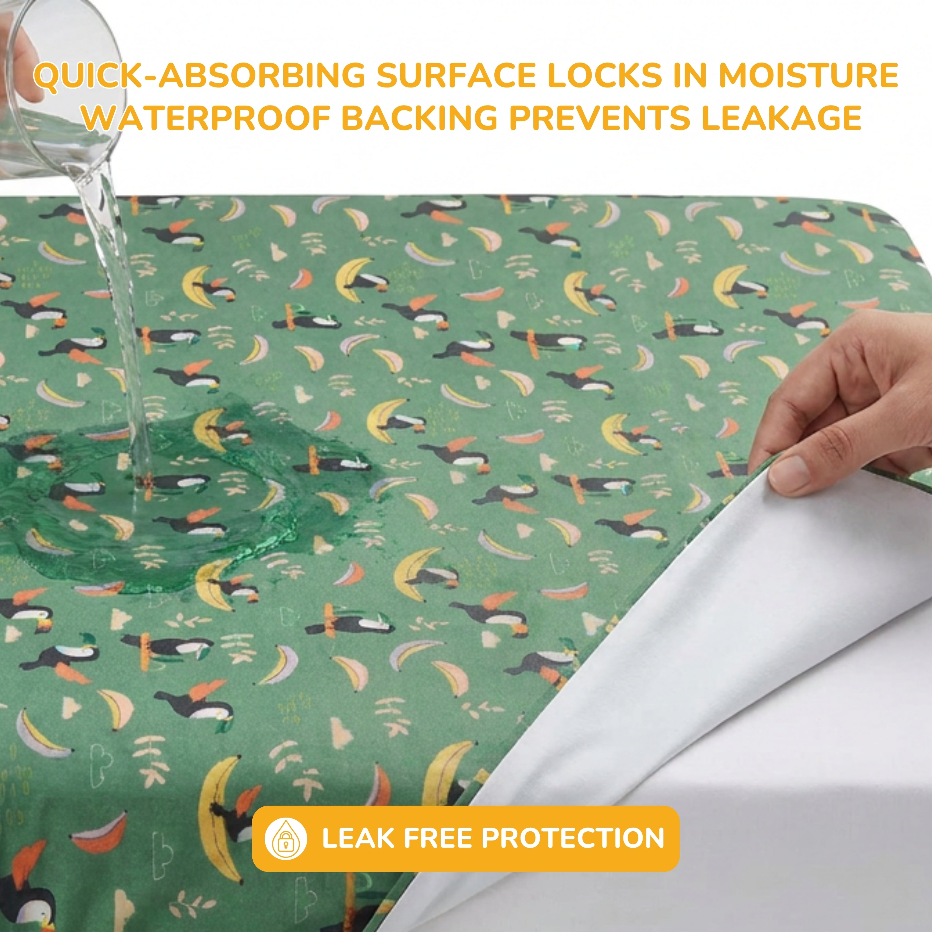 Printed Waterproof Dry Sheet - Tropical Toucan