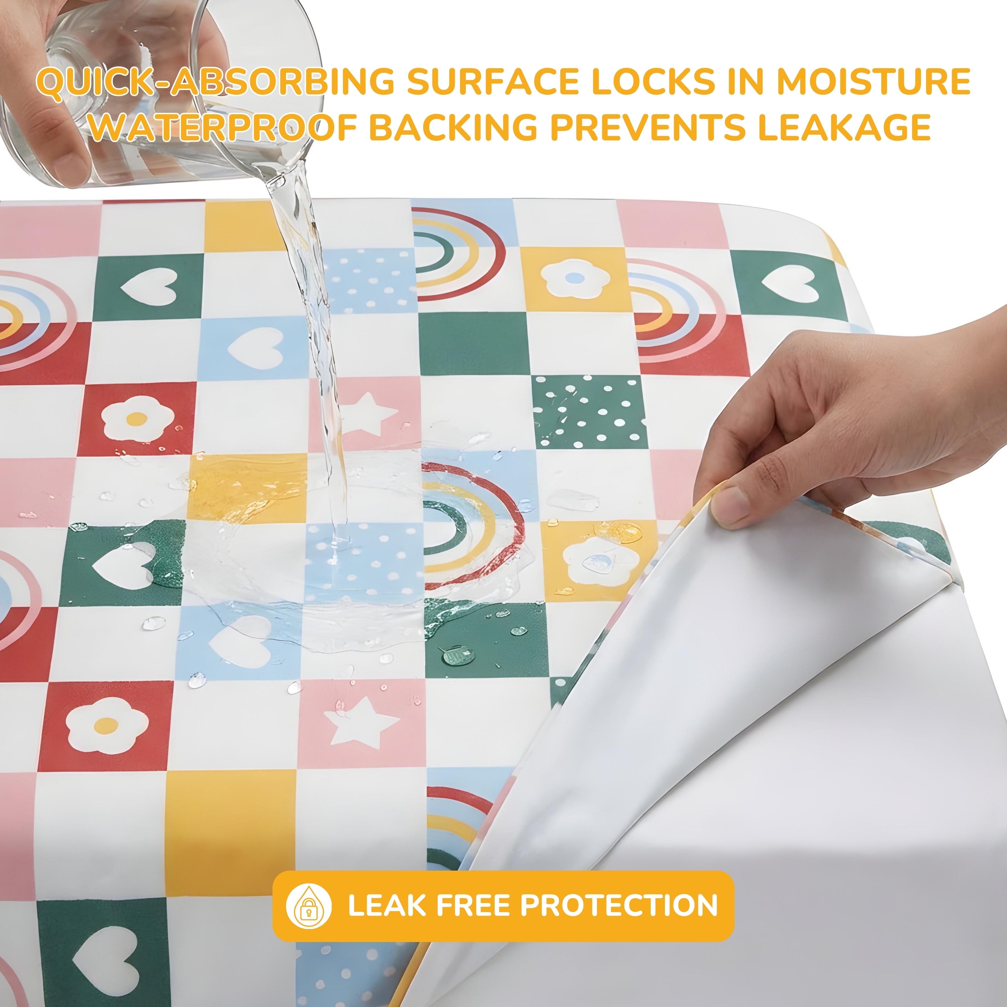 Printed Waterproof Dry Sheet (Pack of 2) - Rainbow Patch & Tropical Toucan