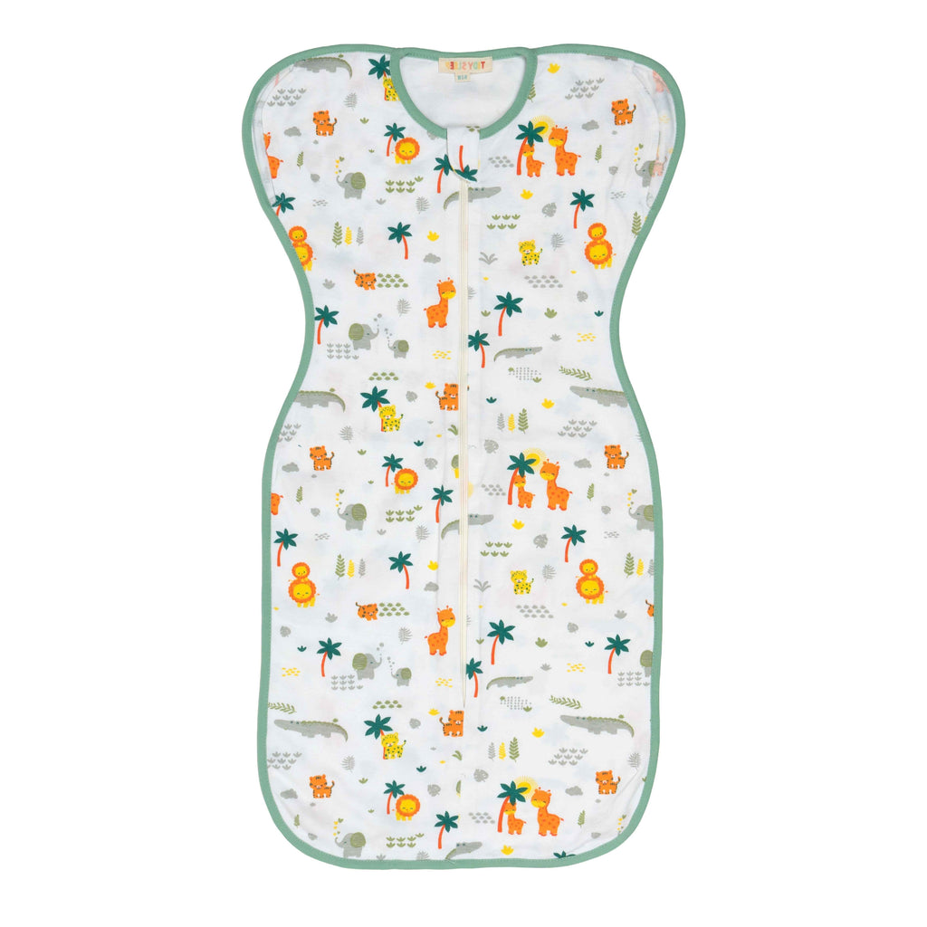 Arms-Up Cotton Jersey Swaddle - Jungle Safari