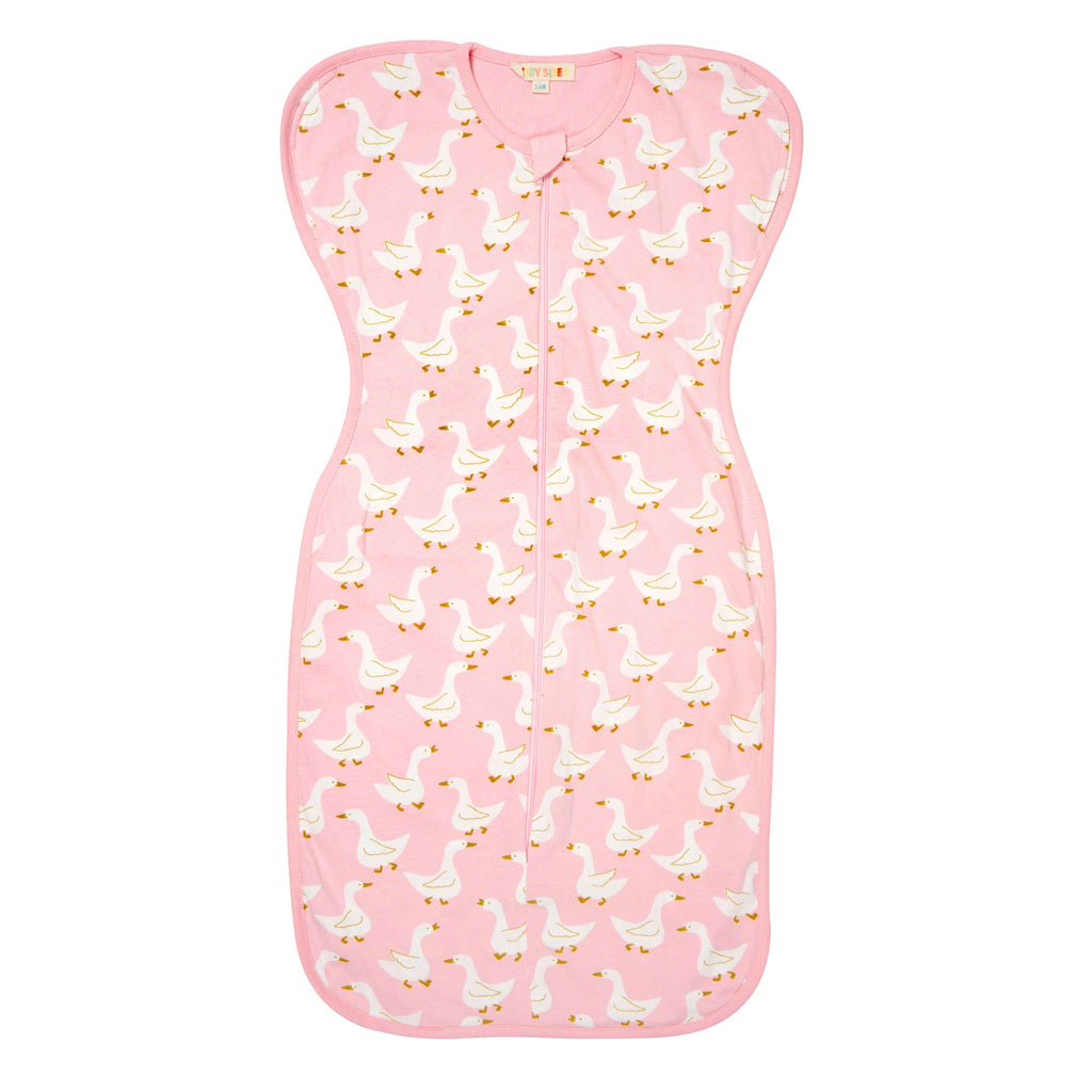 Arms-Up Cotton Jersey Swaddle - Pink Duck