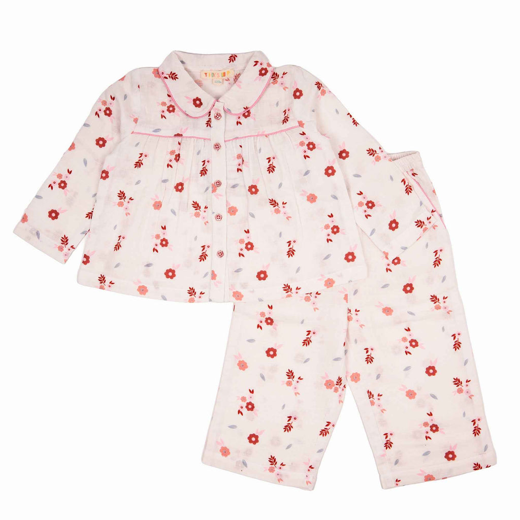 Blossom Pink Cotton Muslin Night Suit