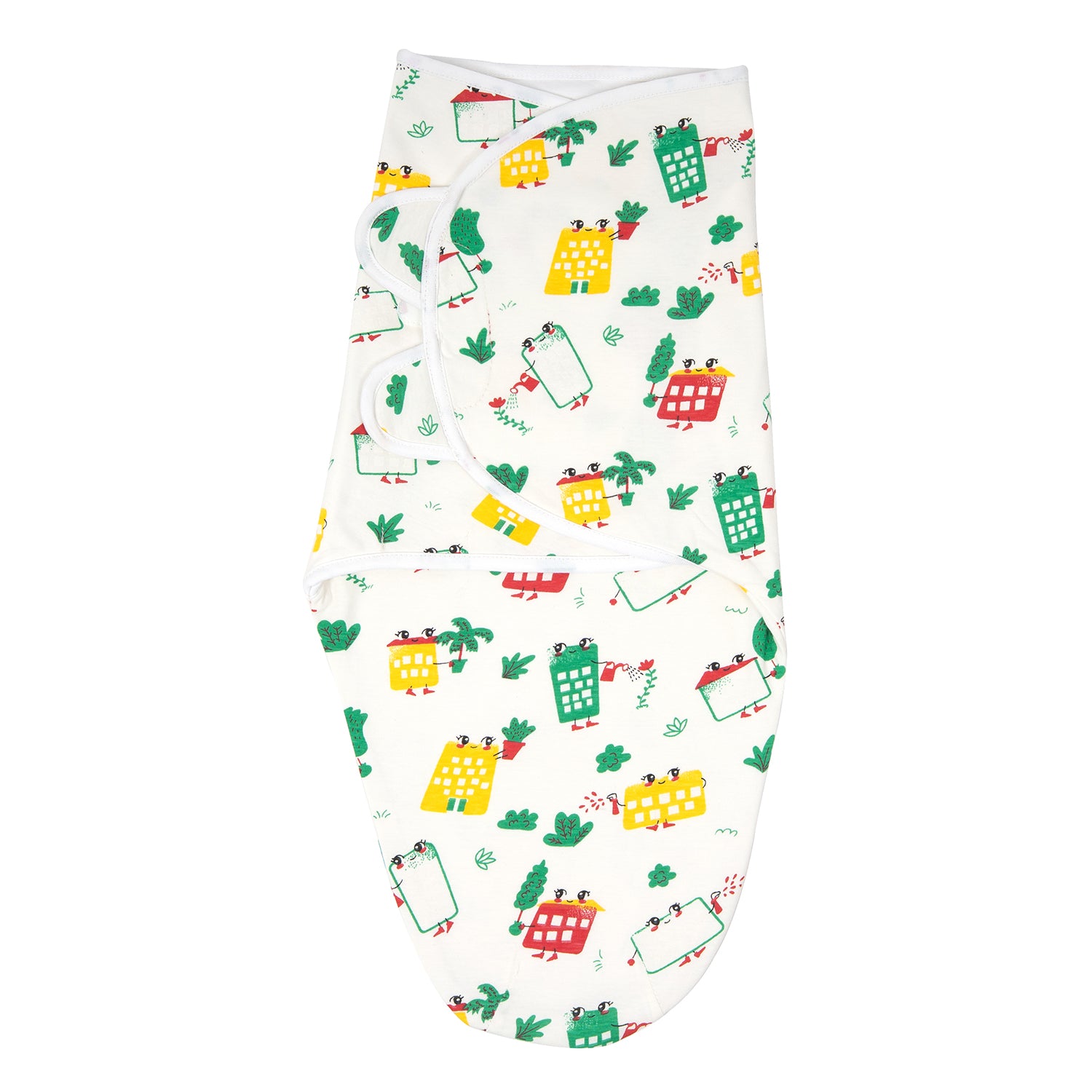 Hug Me Cotton Jersey Swaddle - Wild City (White)