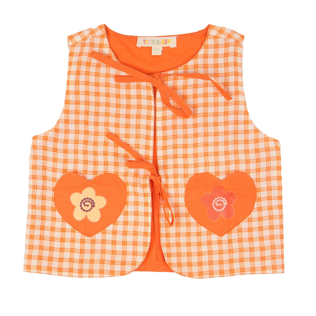 Orange gingham bow knot jacket