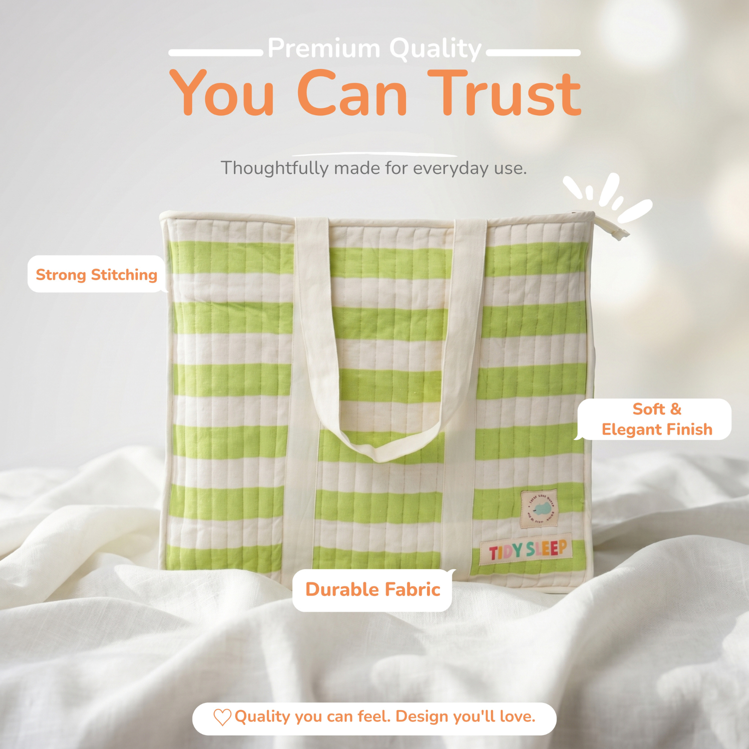 Cotton Muslin Hospital Bag - Mint Green