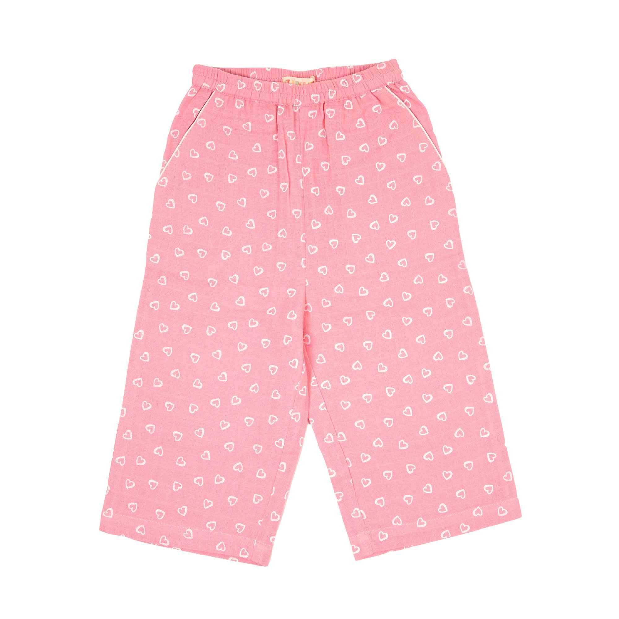 Baby girl Pink pajama with white mini hearts