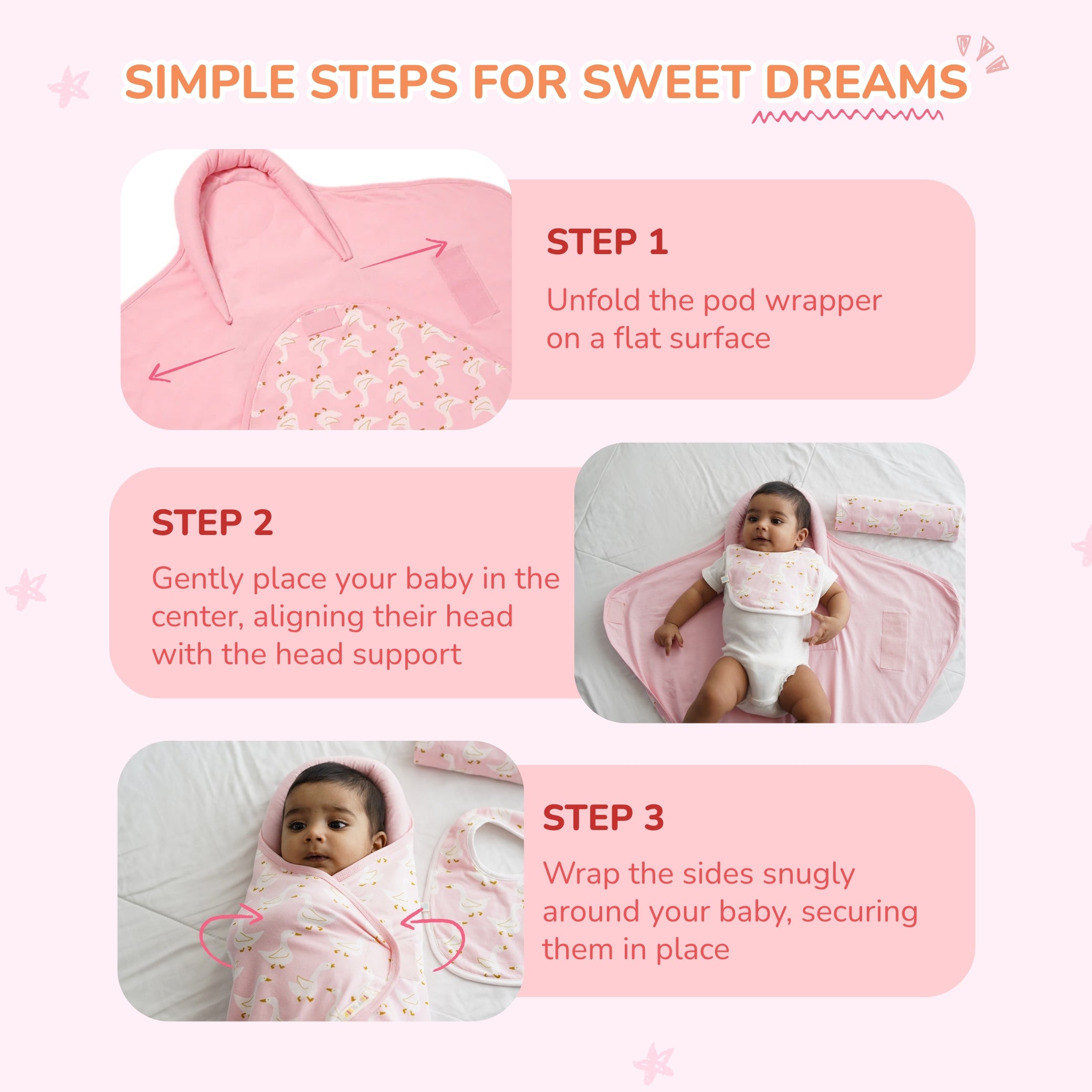 Baby Pod Wrapper - Pink Duck - Tidy Sleep