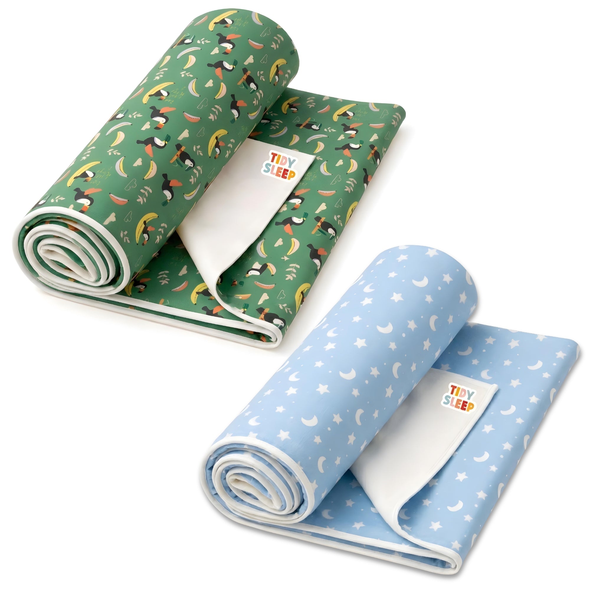Printed Waterproof Dry Sheet (Pack of 2) - Tropical Toucan & Moon Tales