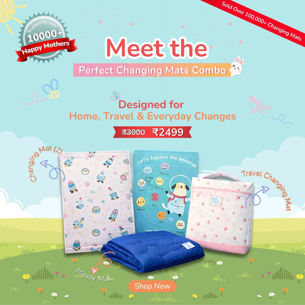 Mat Combo - Changing Mat (Pack of 2) + On-the-go Mat (1 Piece) + Messy Mat (1 Piece)