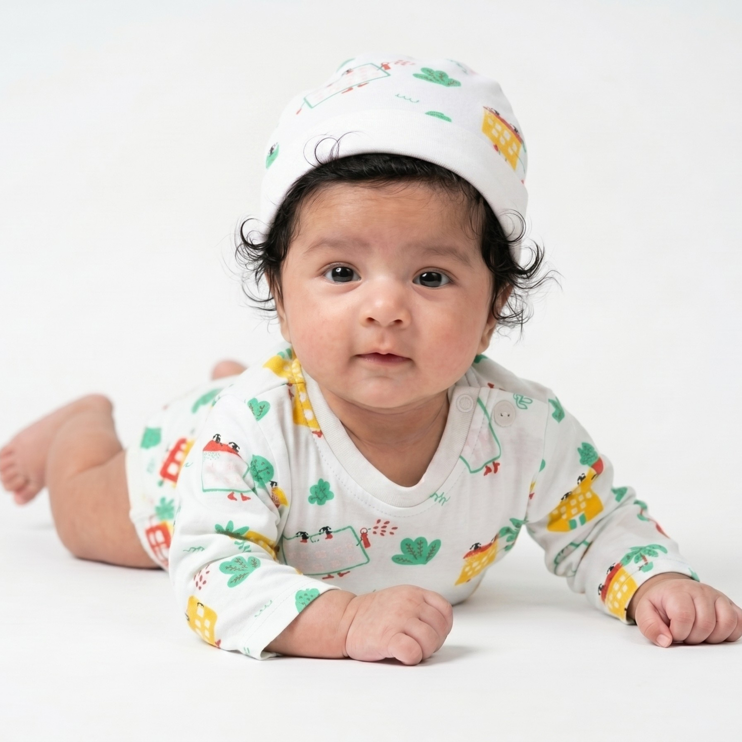 Onesie with Cap Set for Newborns - White Wildcity