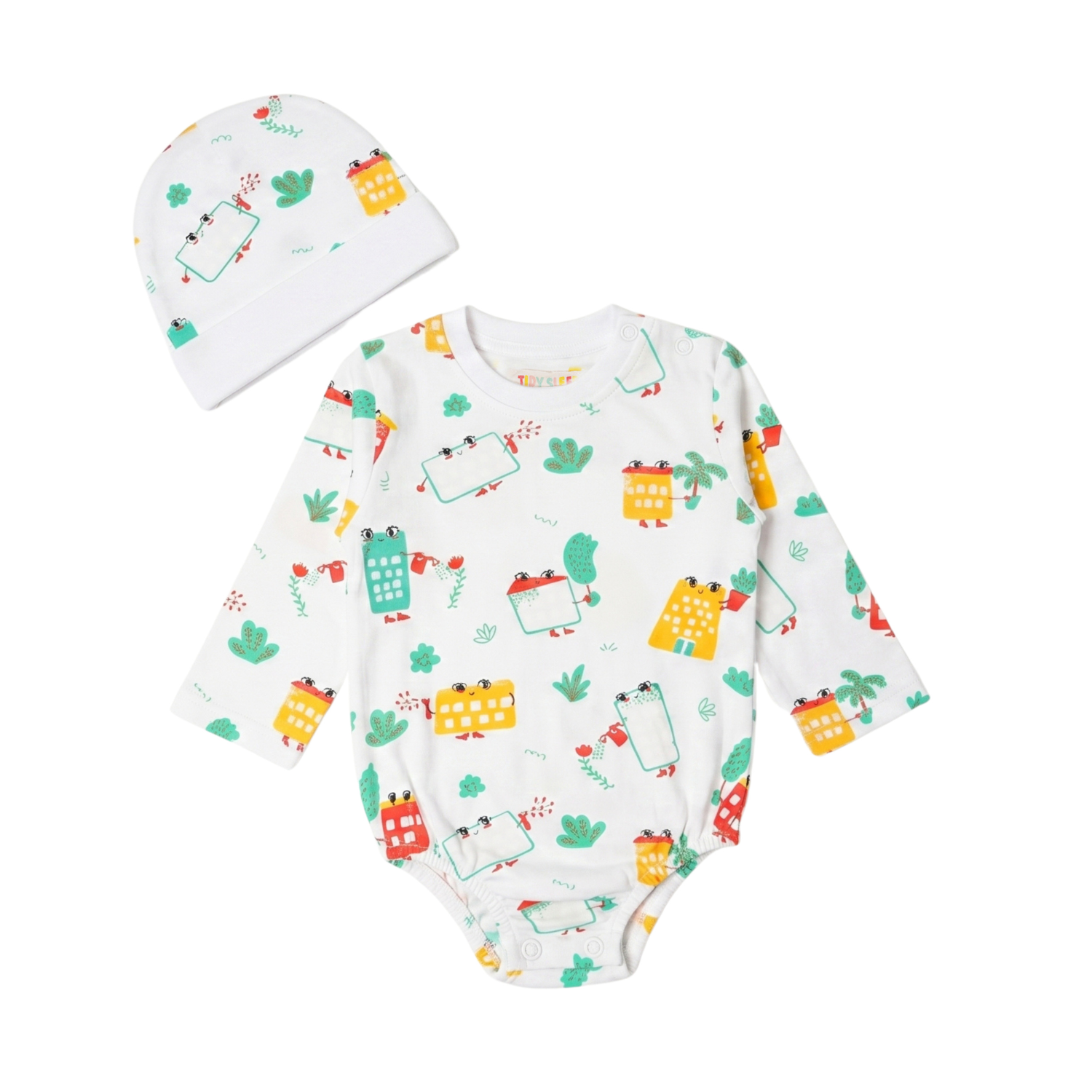 Onesie with Cap Set for Newborns - White Wildcity