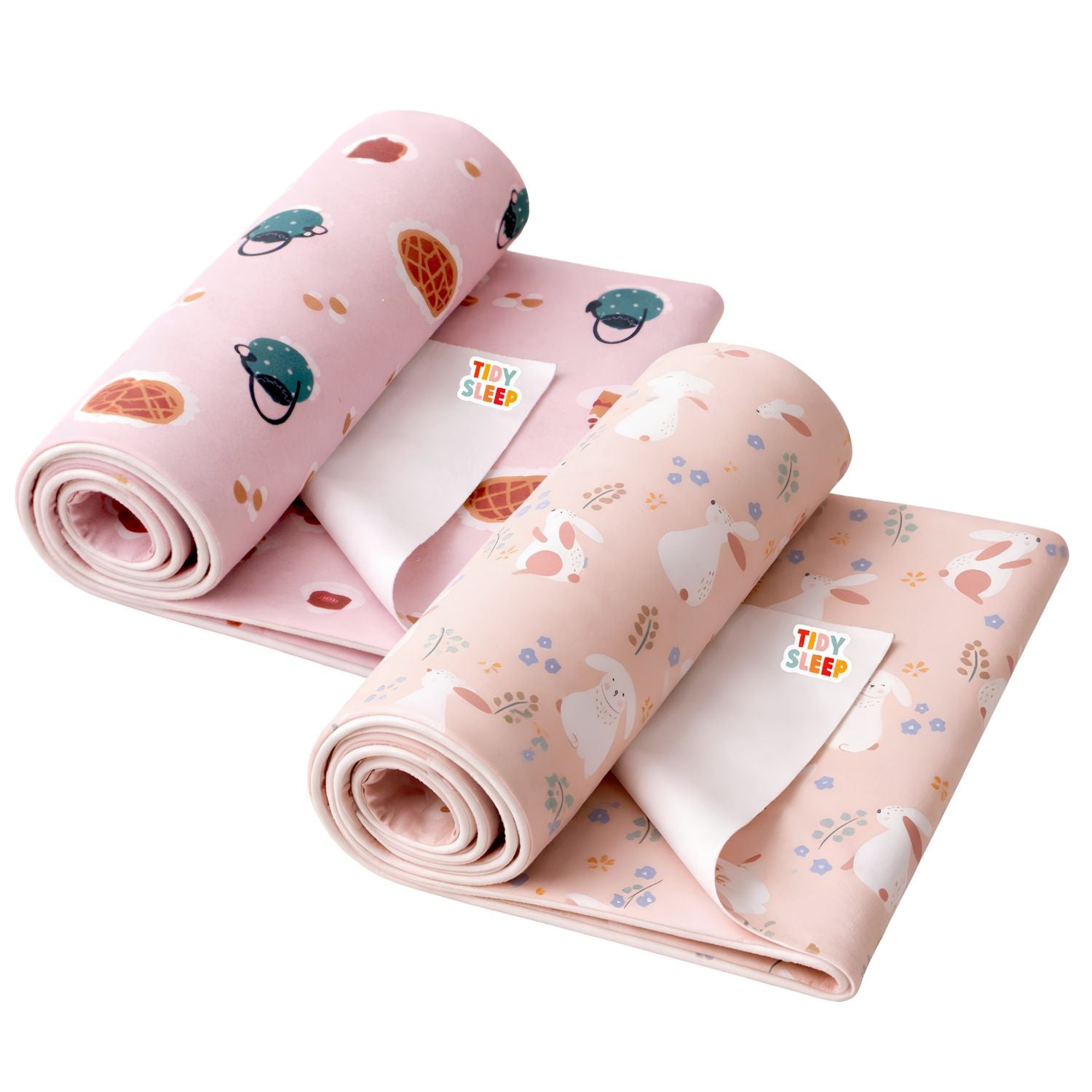 Printed Waterproof Dry Sheet (Pack of 2) - Sweet Treat & Blush Bunny